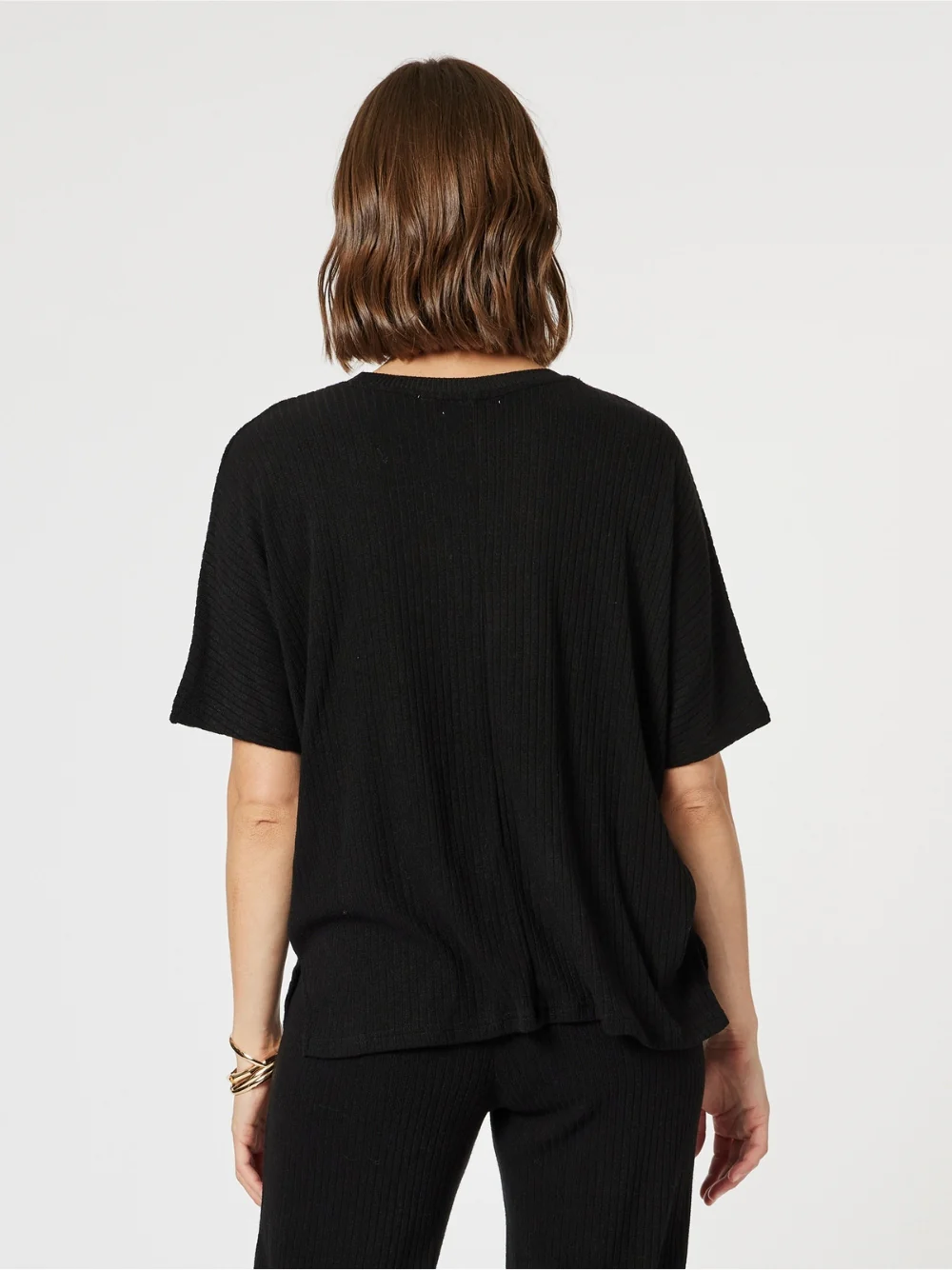Ribbed Lounge Top - Black