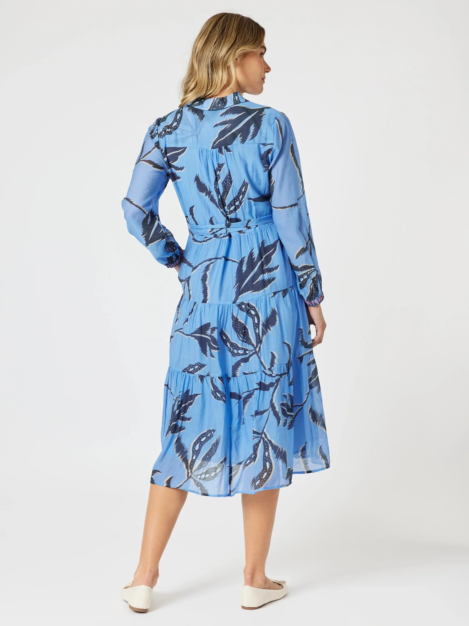 Peninsula Floral Print Shirt Dress - Blue
