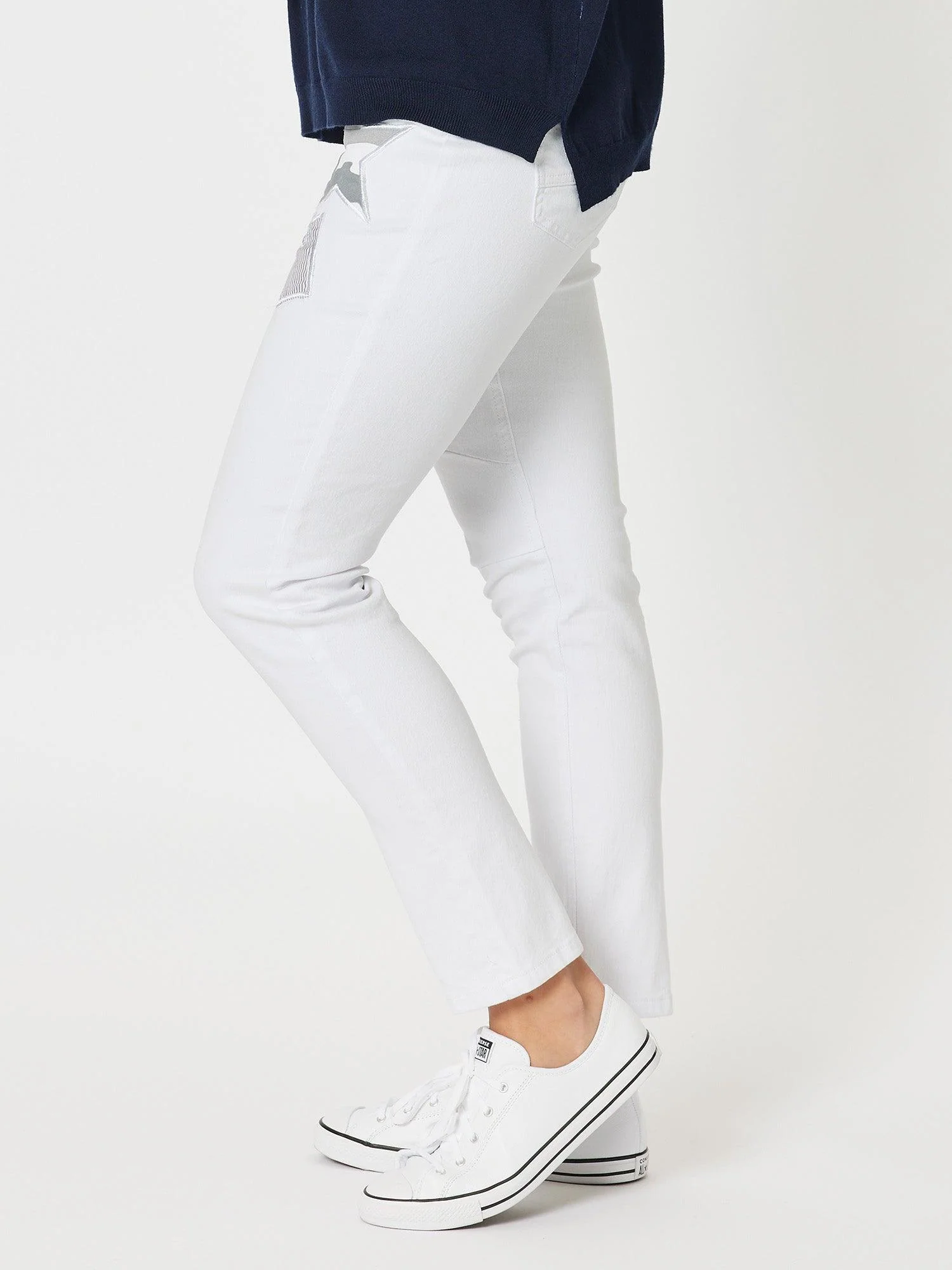 Stella Patch High Rise Slim Leg Jean - White