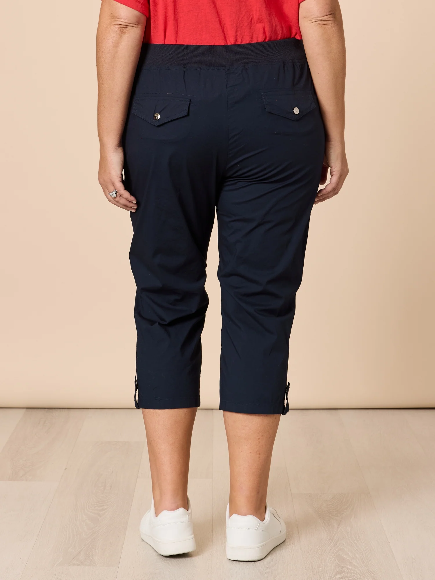 Santorini Cropped Cotton Pant - Navy