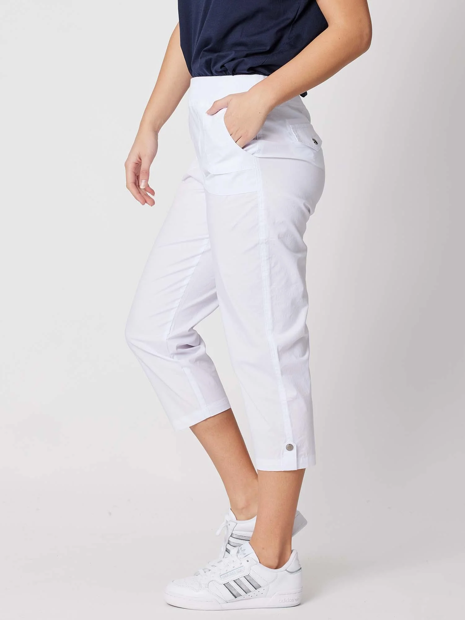 Santorini Cropped Cotton Pant - White