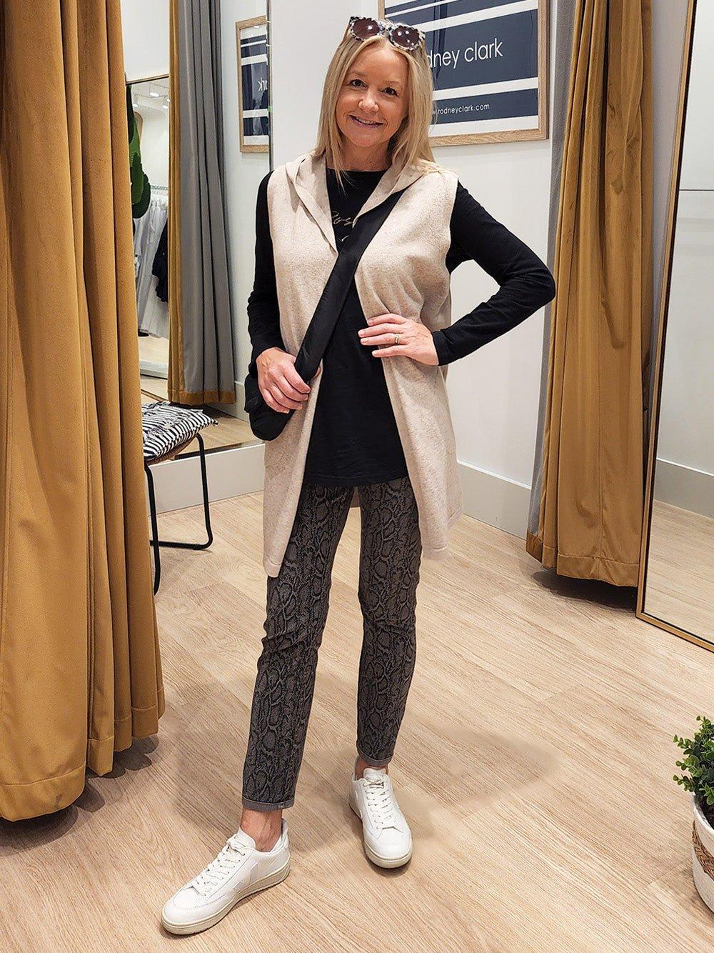 Reversible Snakeskin Print Jean - Granite