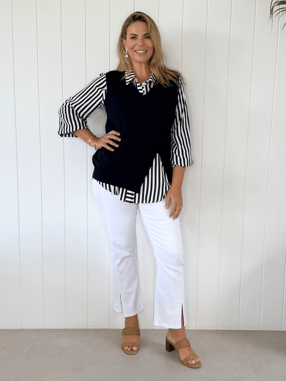 Republic Straight Leg Split Jean  - White