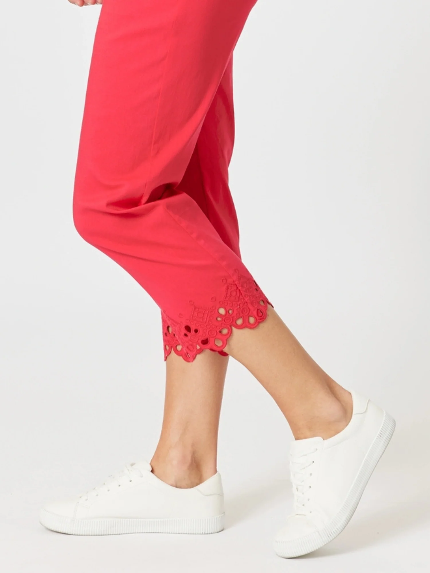 Fleur Embroidered Pant - Red