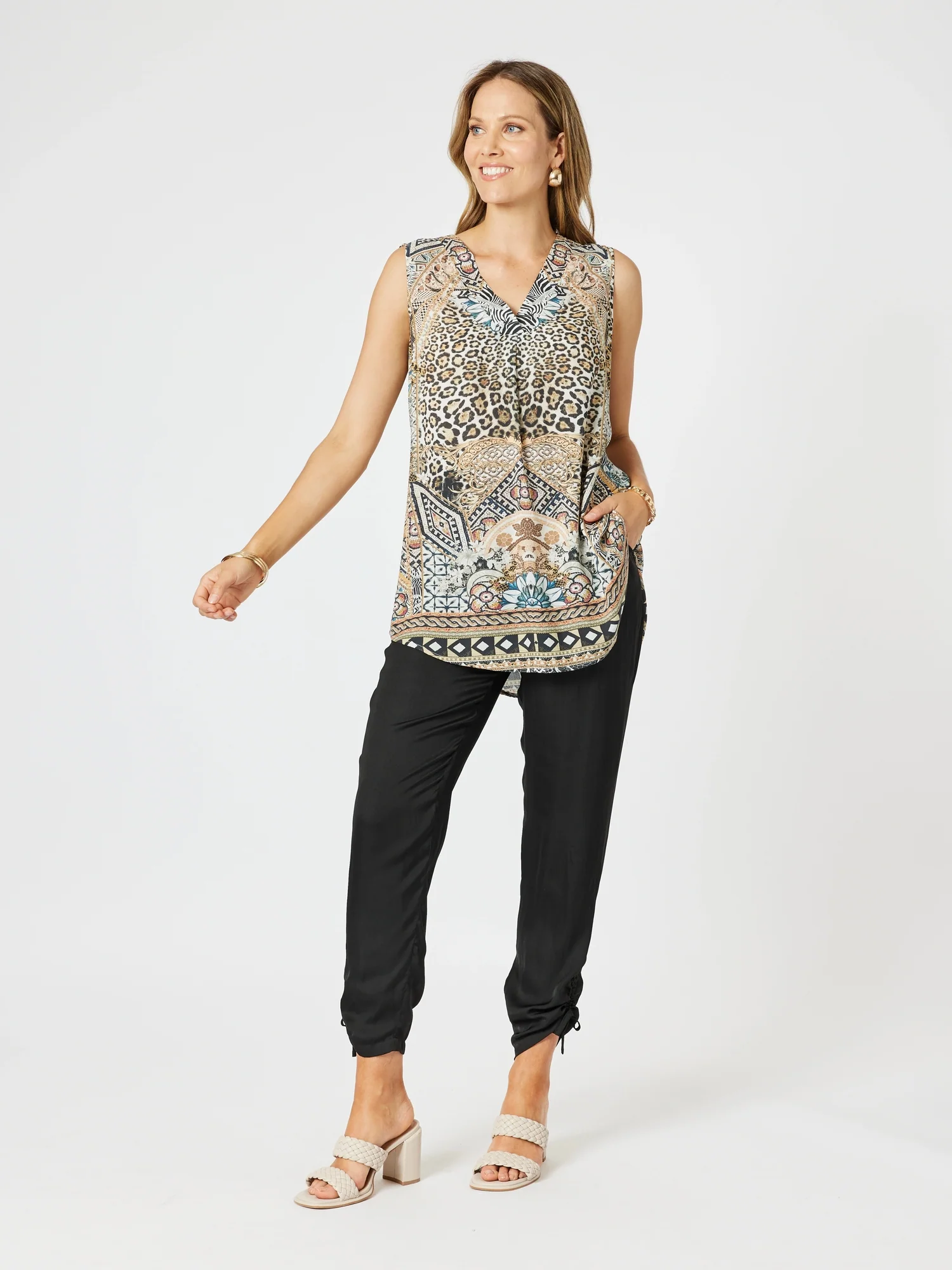 Lux Ruche Tie Pant - Black