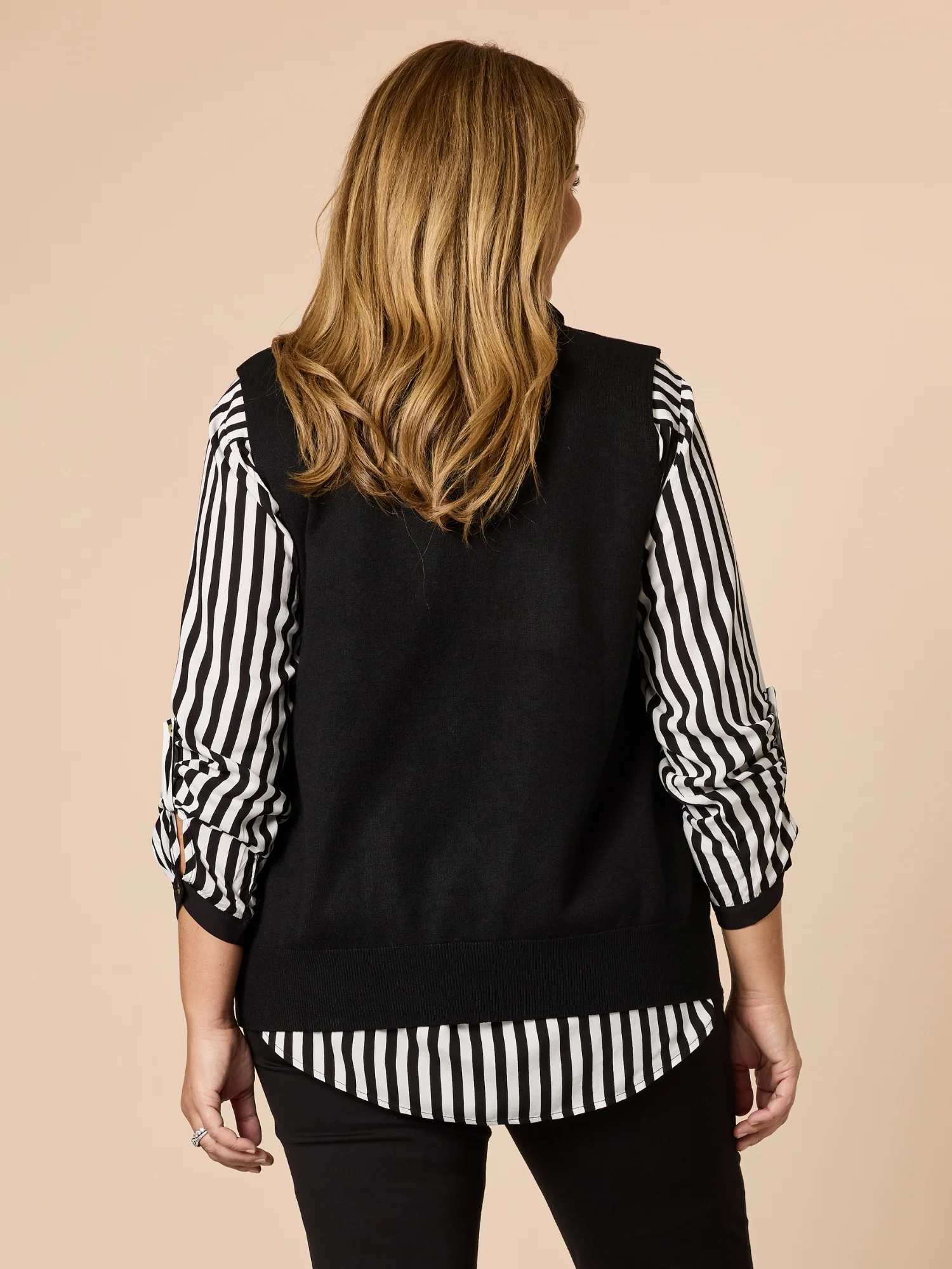 Vicky Side Split Knit Vest - Black