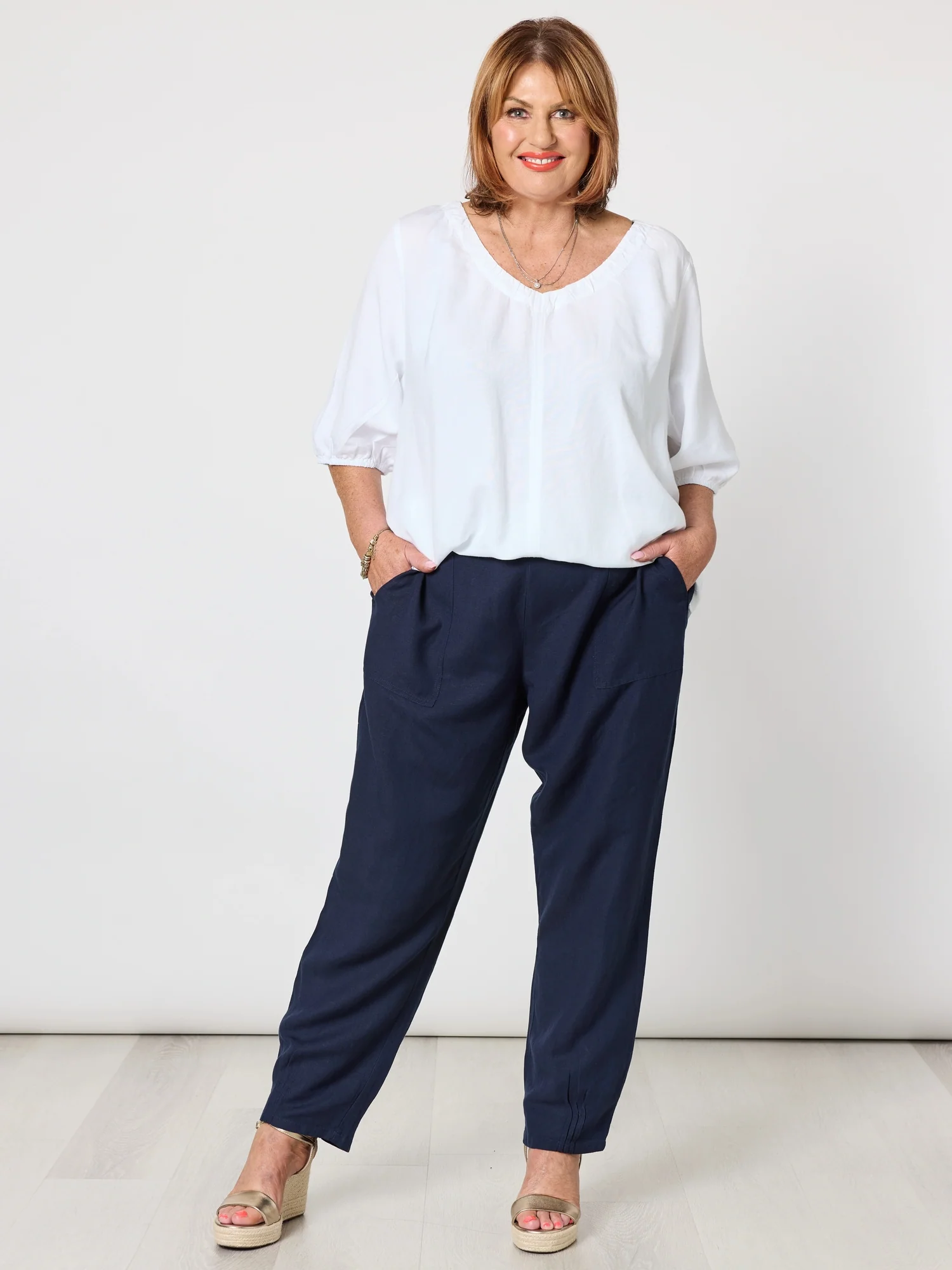 Lino Tapered Pant - Navy