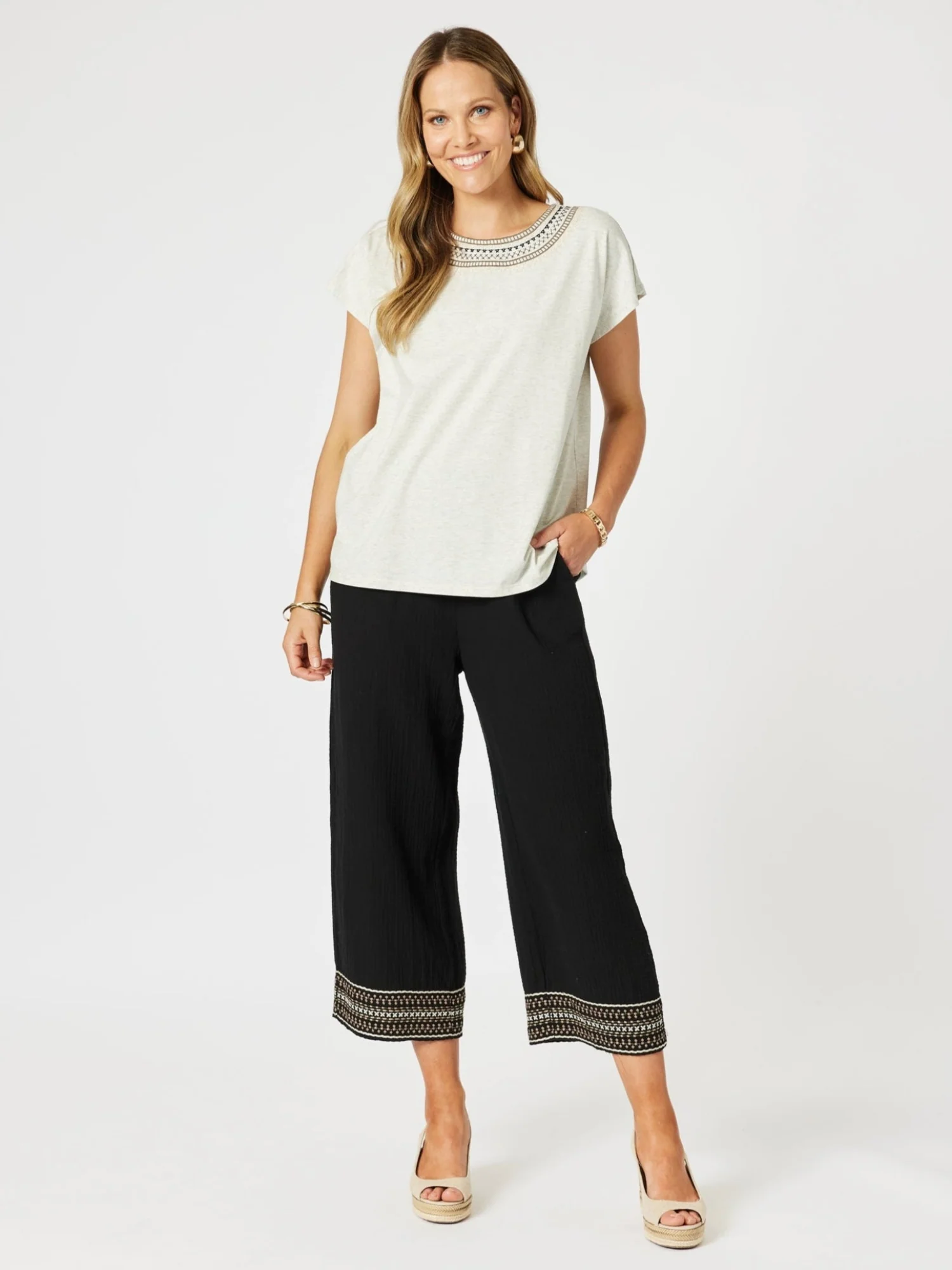 Cross Stitch Tee - Natural