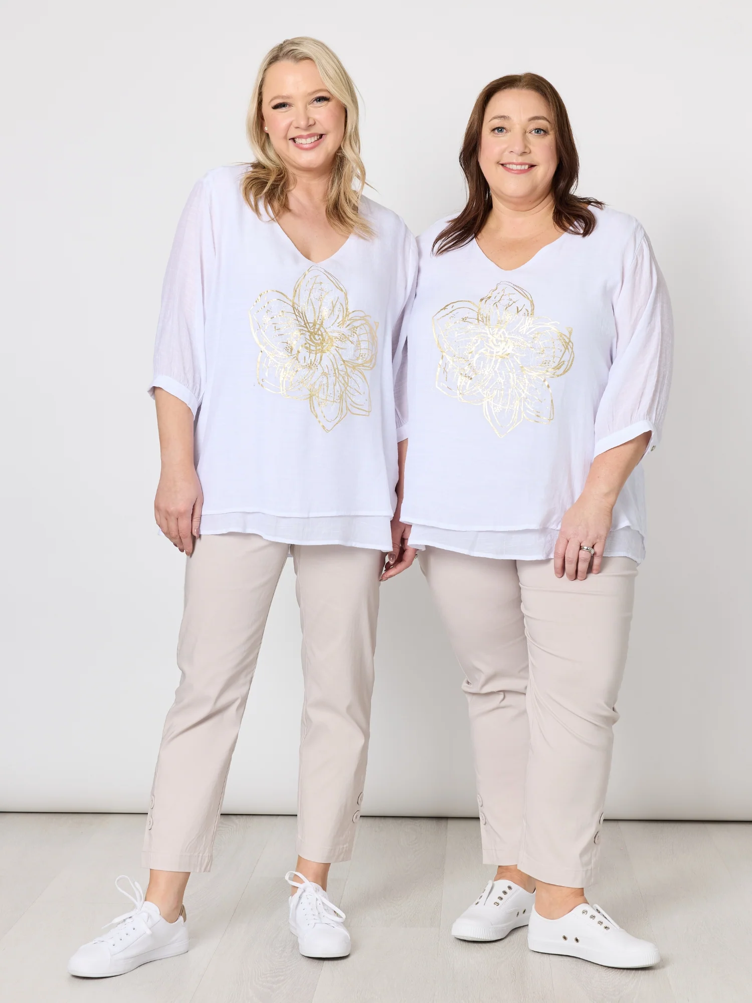 Gold Flower Top - White/Gold