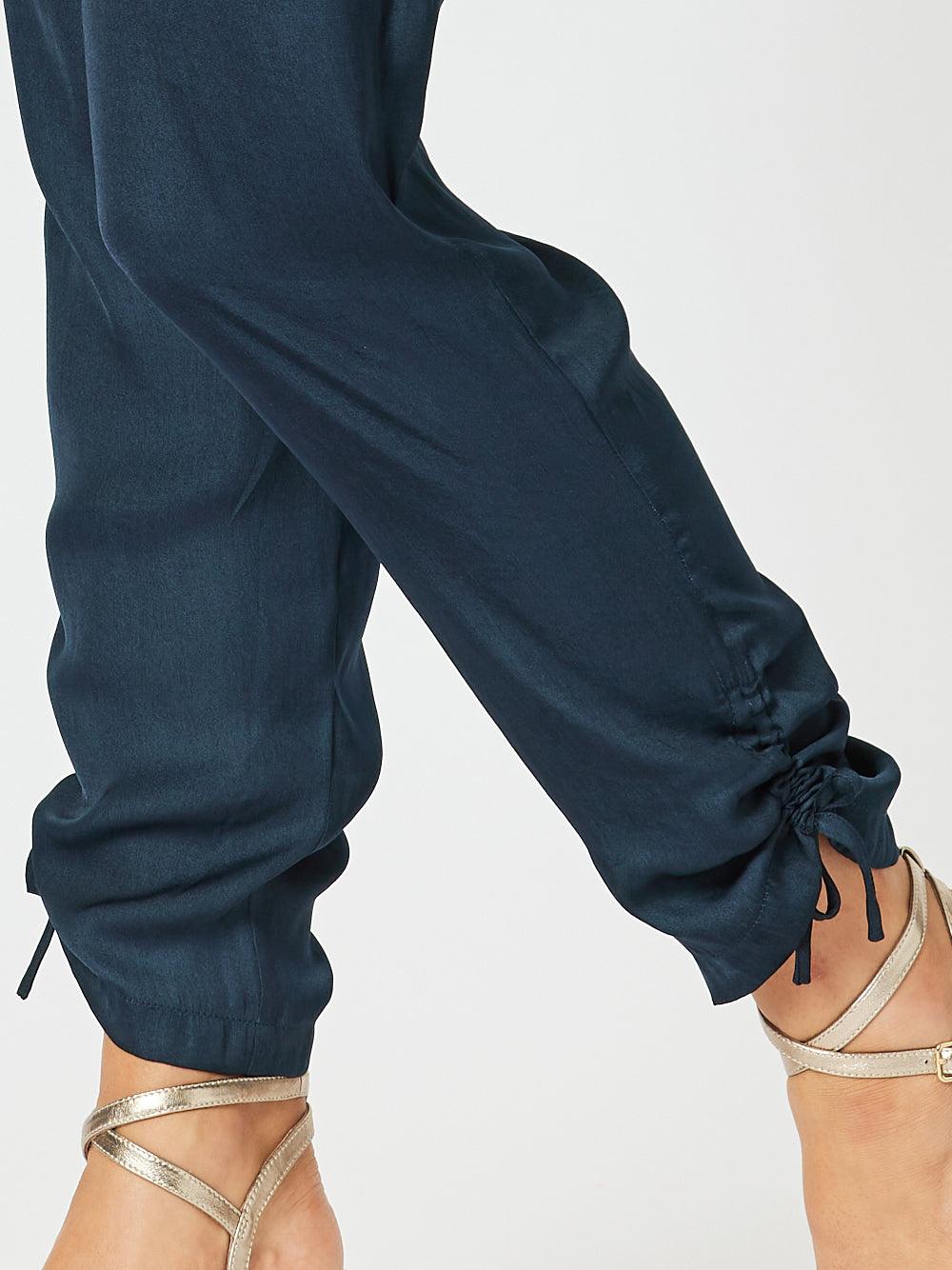 Lux Ruche Tie Pant - Navy