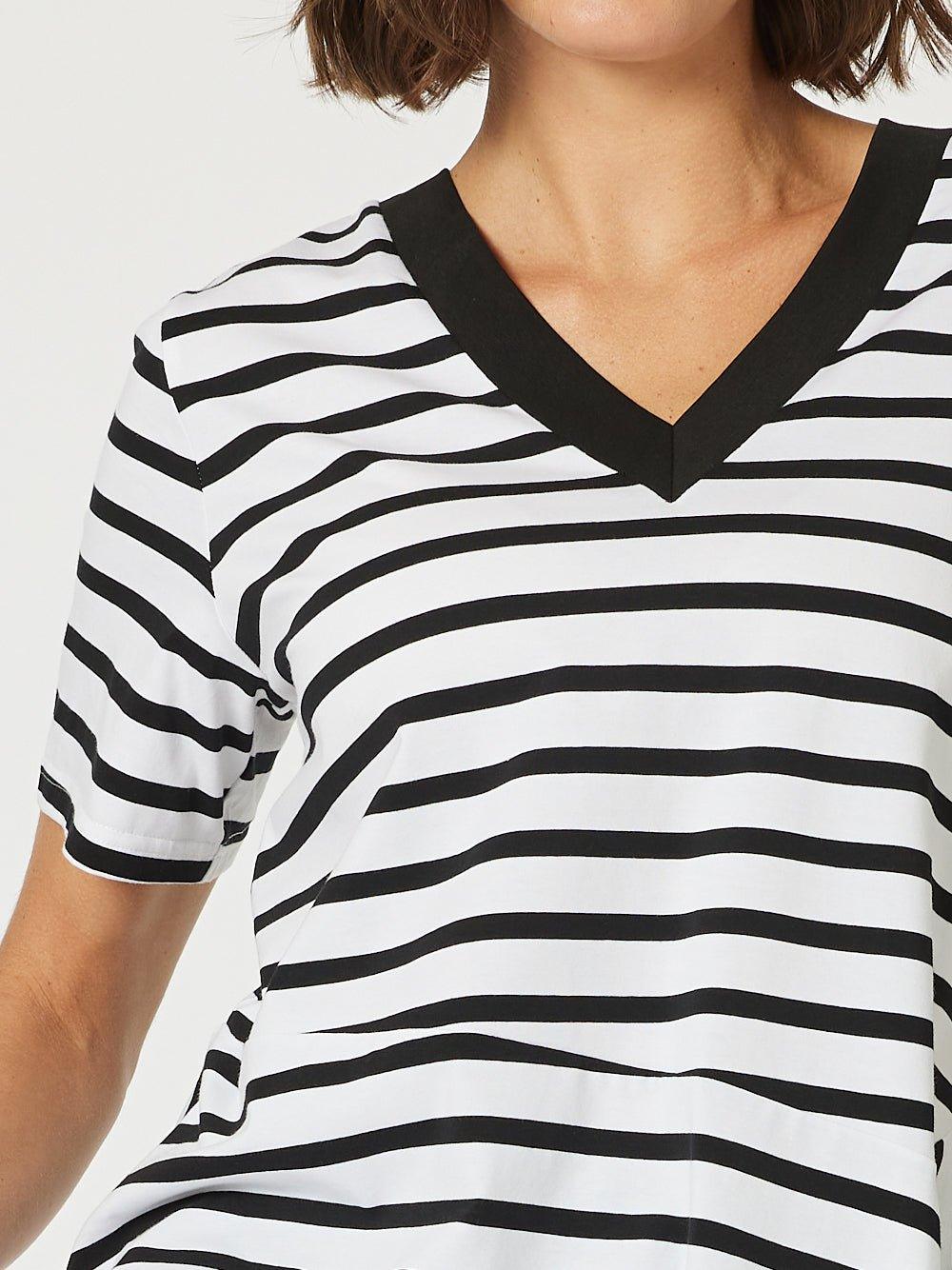 Stripe Spliced Tee - Black/White