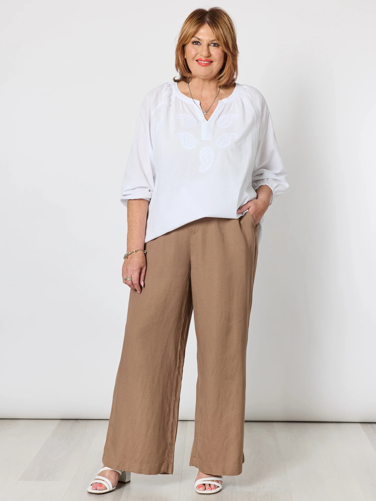 Coastal Embroidery Sheer Top - White