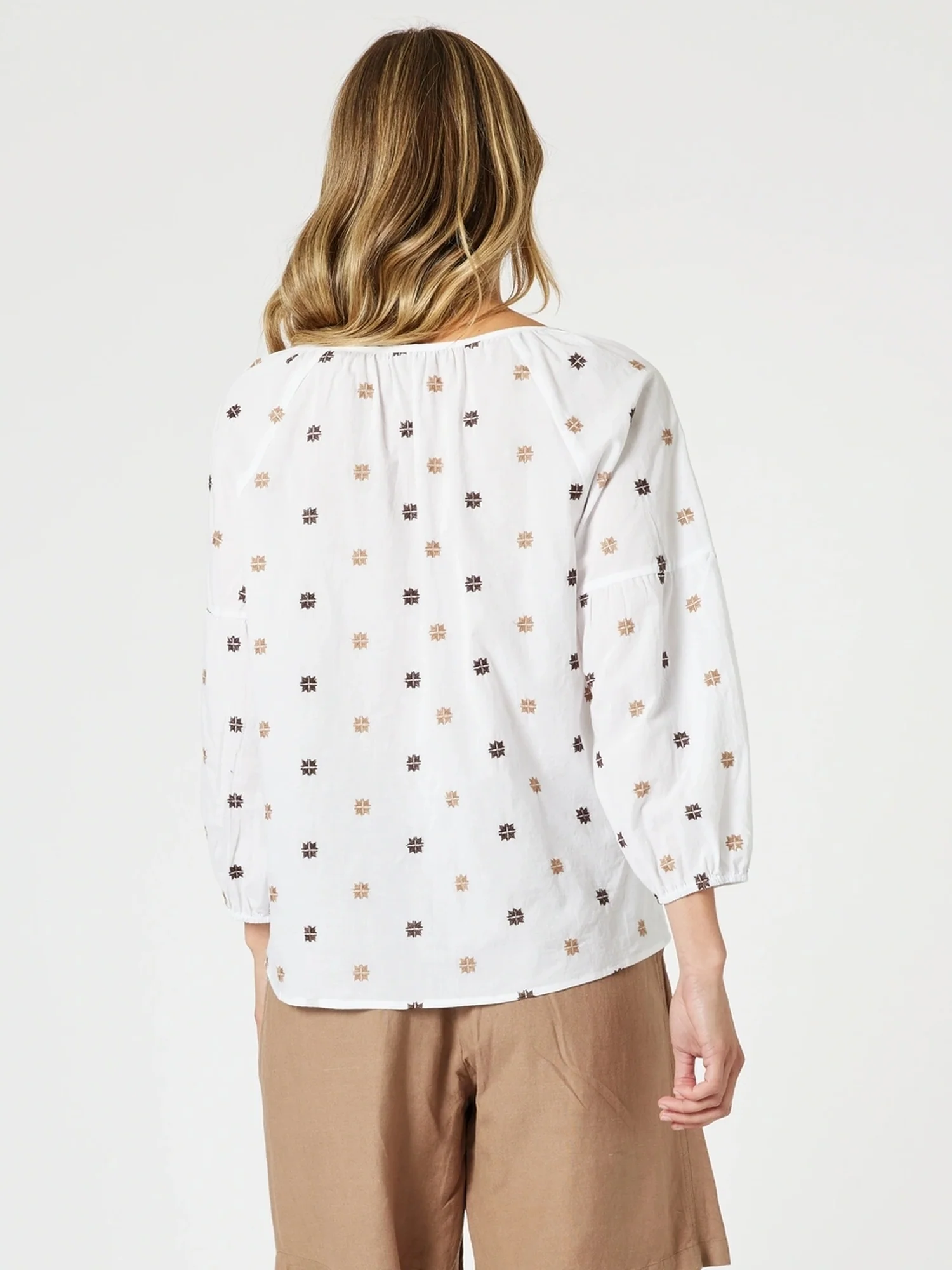 Rattan Embroidered Top - White/Natural