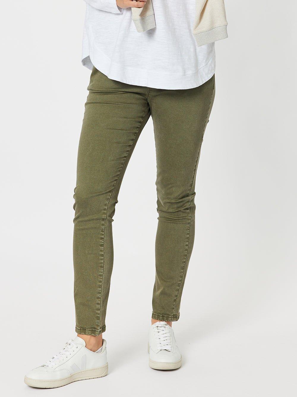 Lily Pull On Slim Leg Jean - Khaki