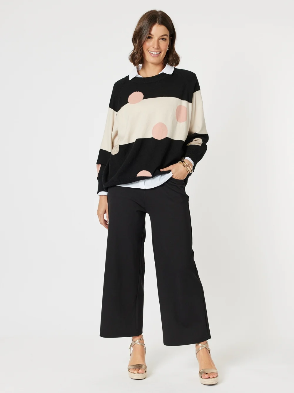 Moonlight Spot Print Knit - Black/Natural