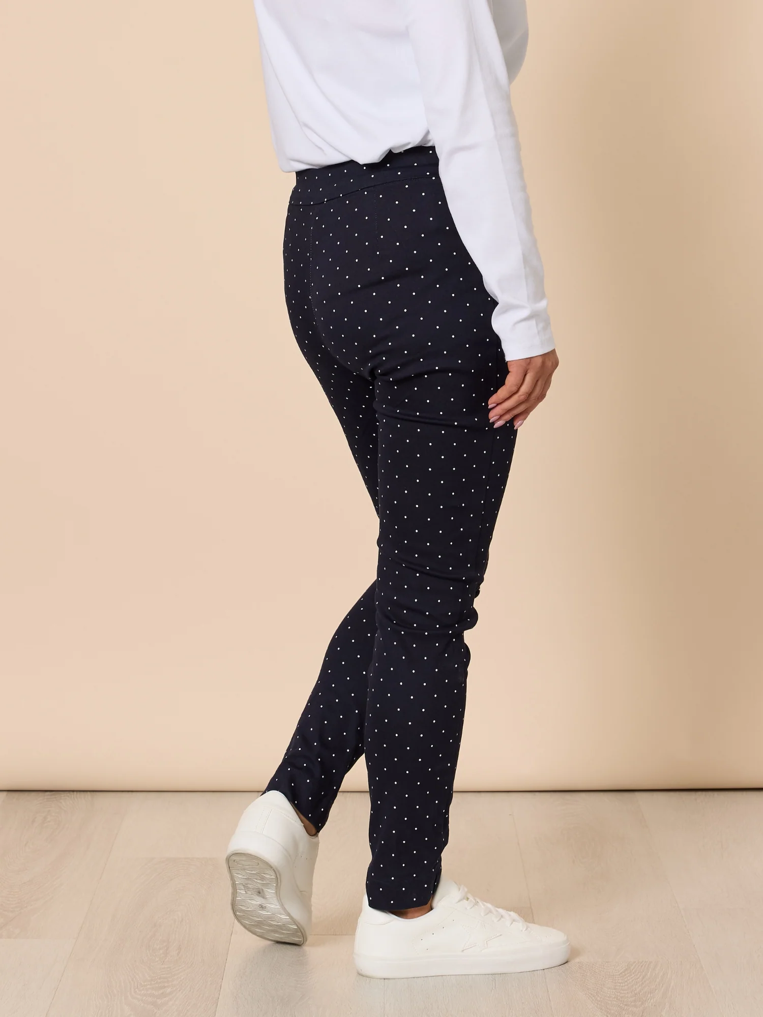Spot Print Slim Leg Pant - Navy/White