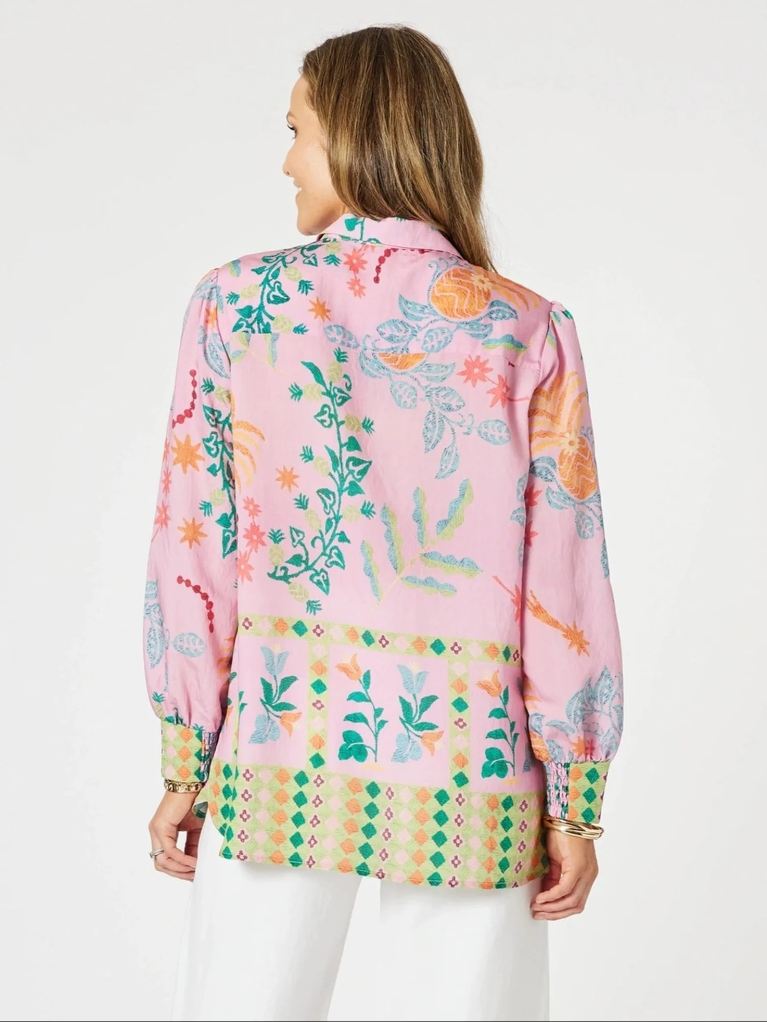 Mardi Gras Floral Print Shirt - Pink/Multi