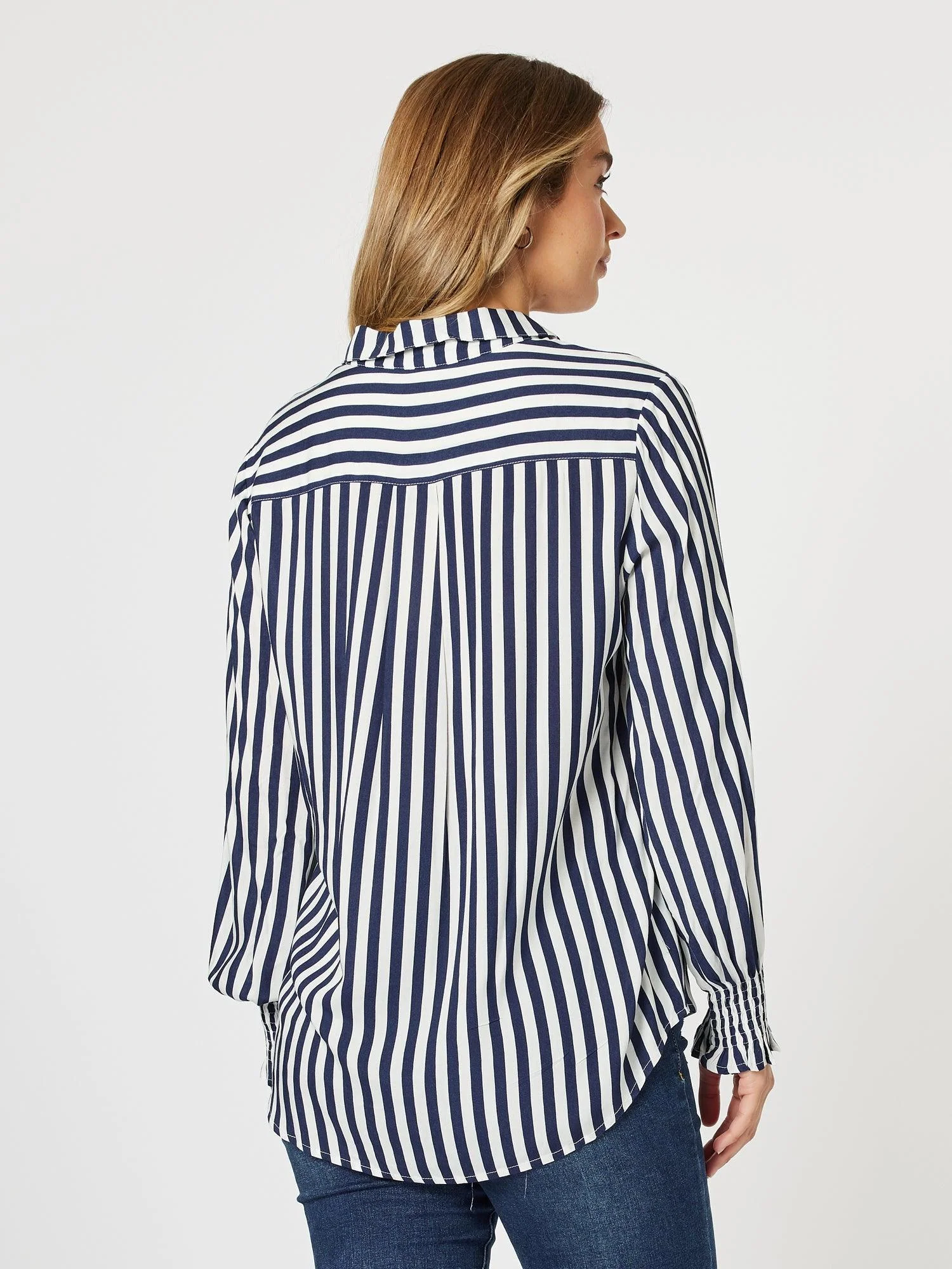 Soho Stripe Print Shirt - Navy/White