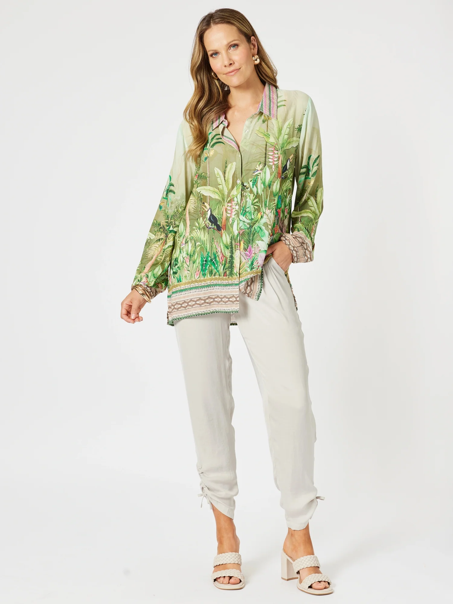 Luxe Ruche Tie Pant  - Champagne