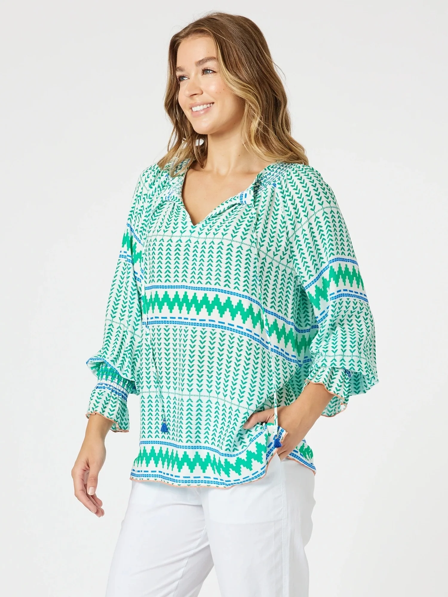 Geo Print Top - Elm Multi