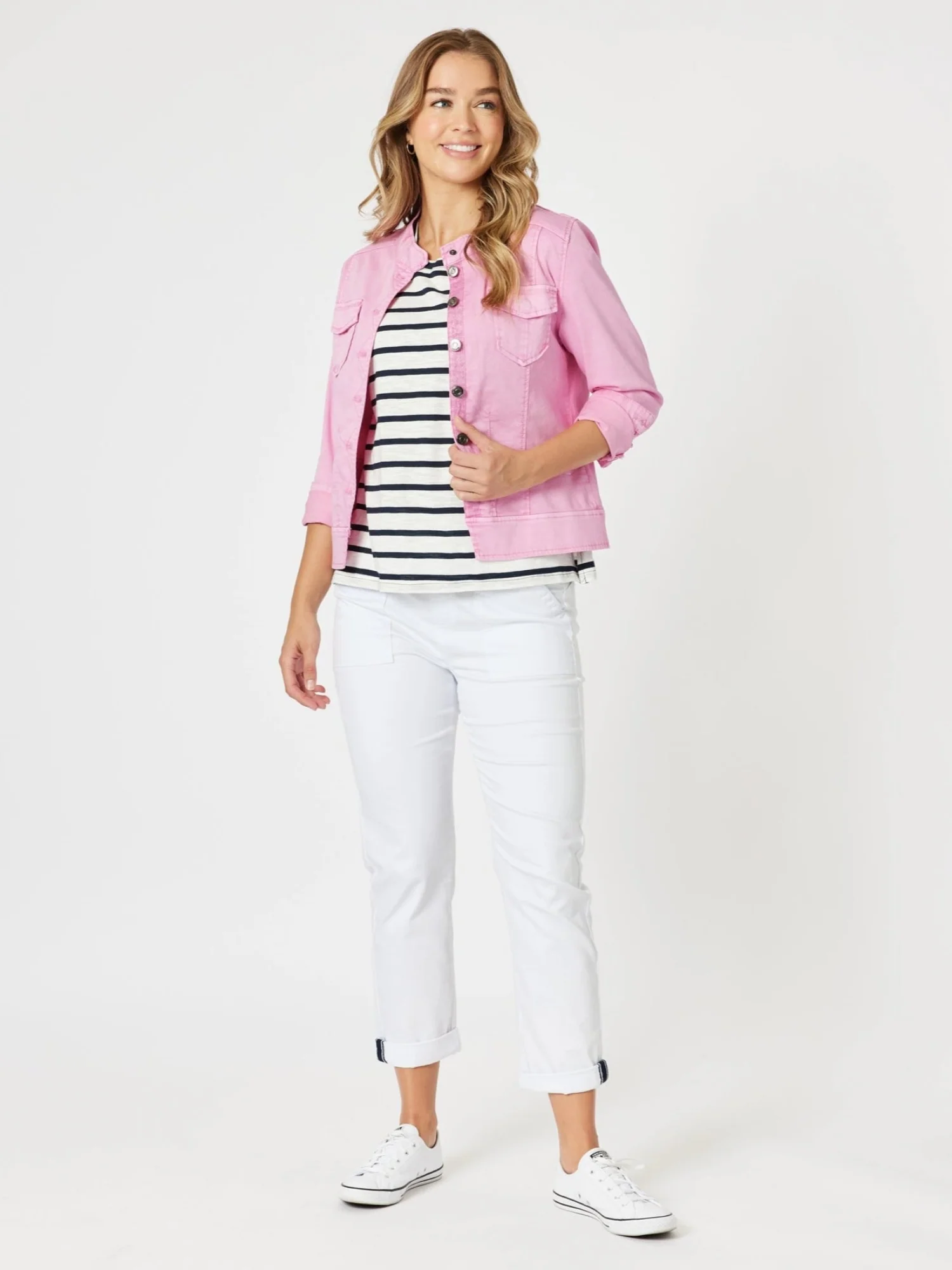 Maggie Denim Jacket - Flamingo