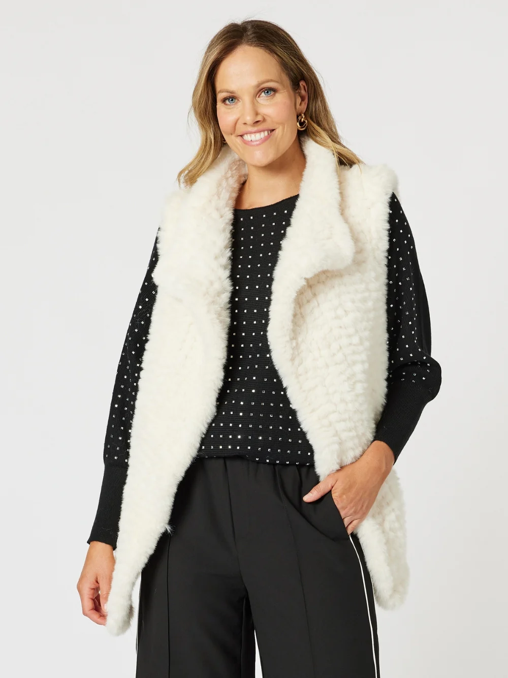 Minx Faux Fur Vest - Ivory