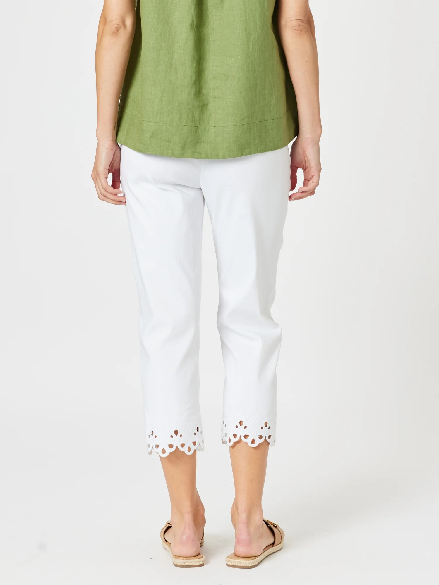 Fleur Embroidered Pant - White