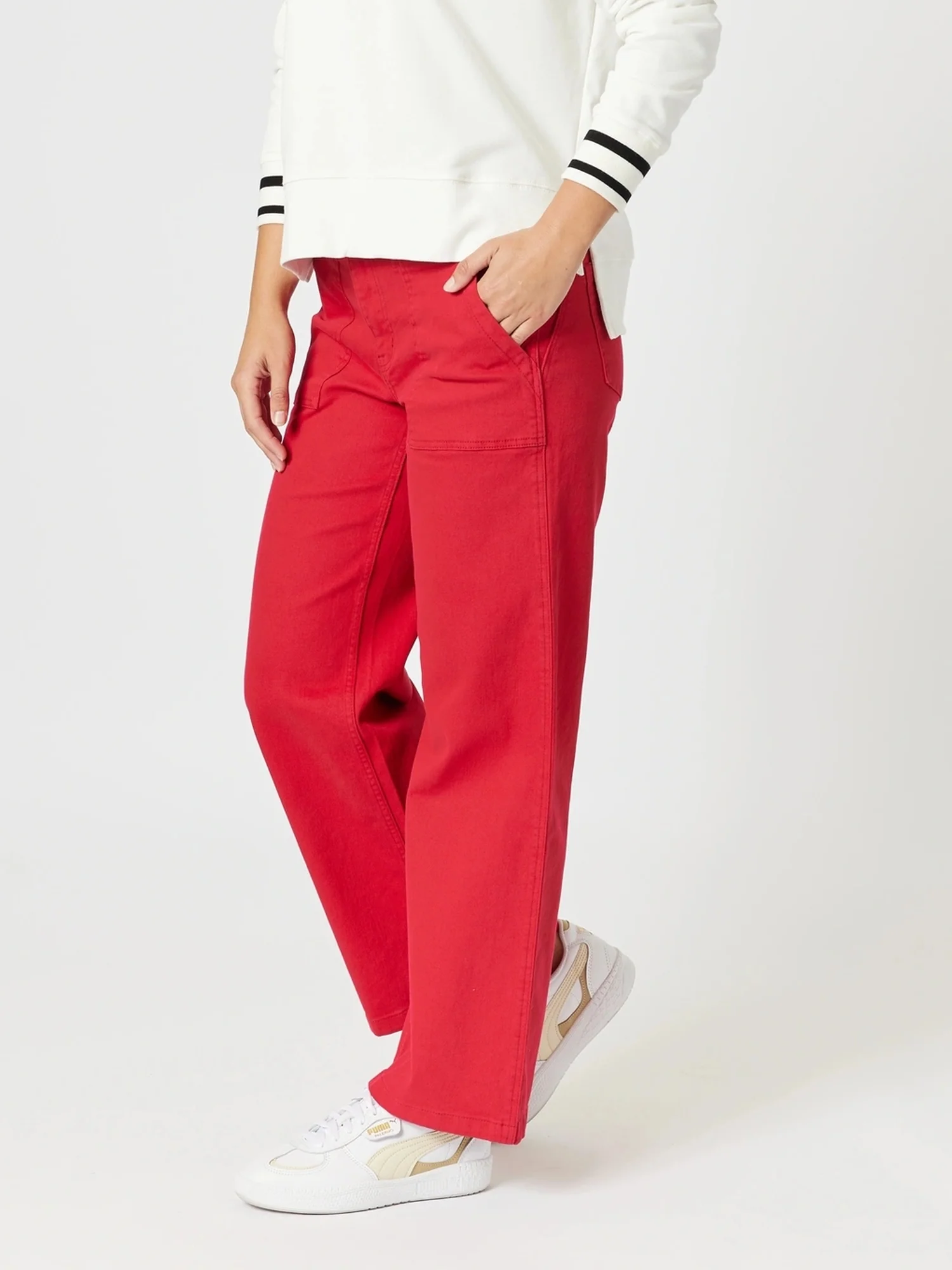 Hudson High Rise Wide Leg Jean - Red