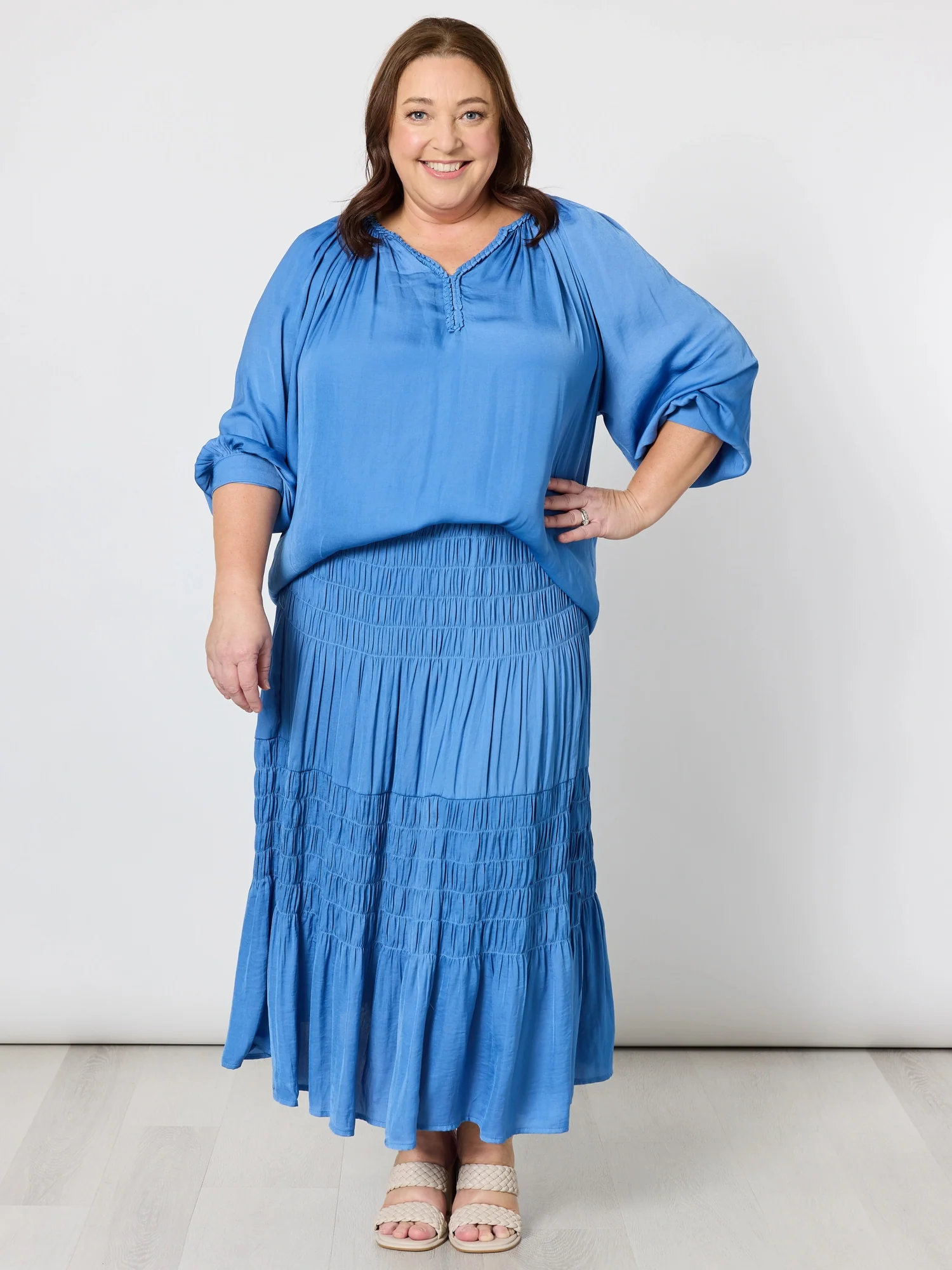 Lux Ruche Skirt - Pacific Blue