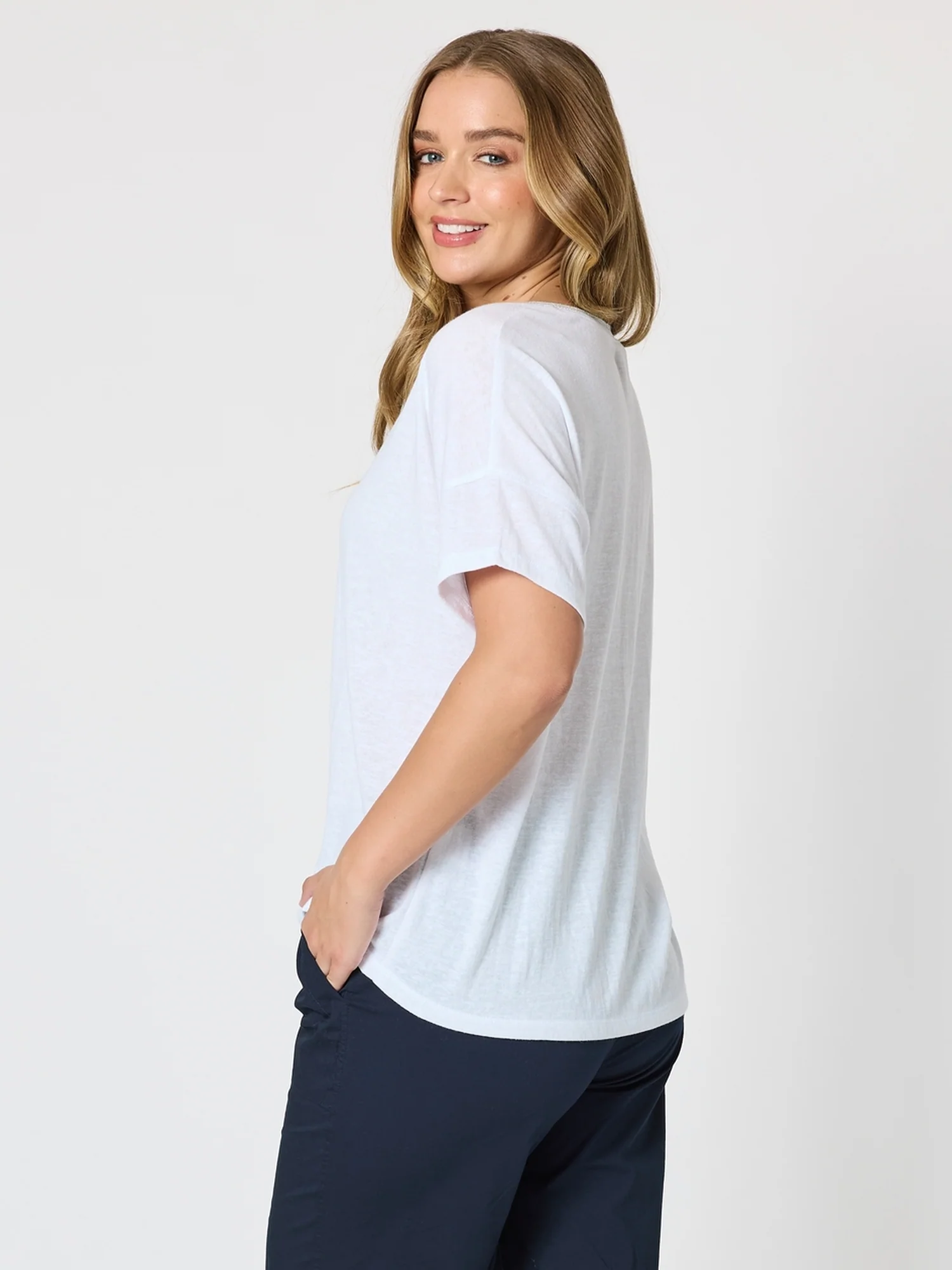 Bella V Neck Tee - White