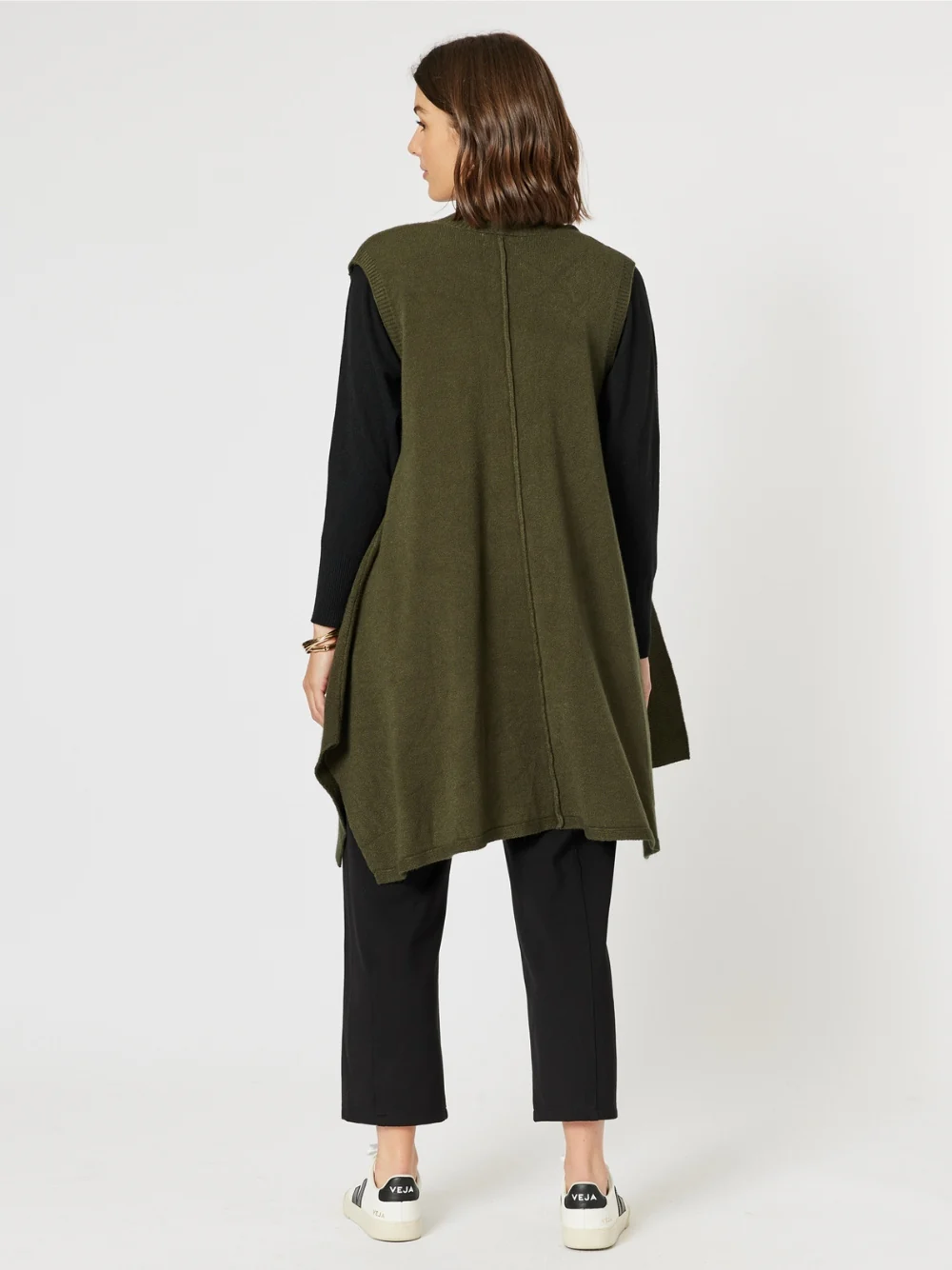 Casa Longline Knit Vest - Khaki