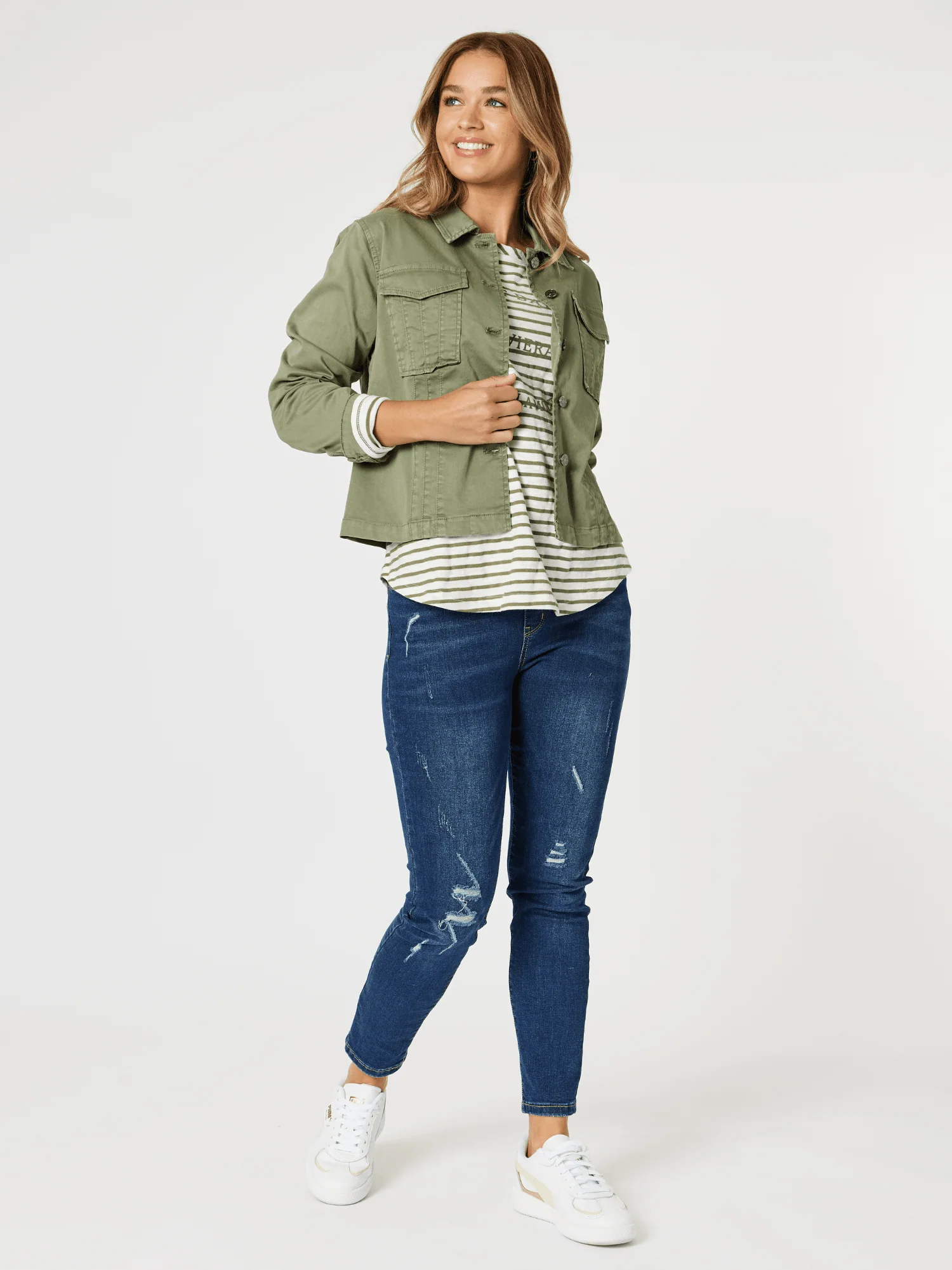 Retro Denim Jacket - Washed Khaki