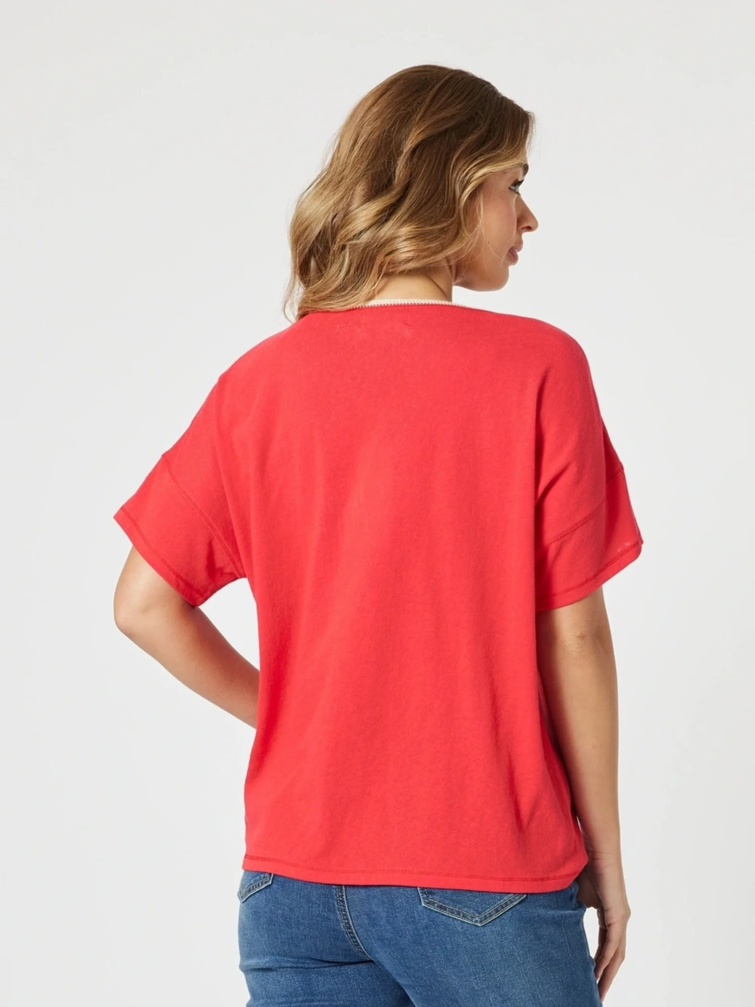Bella V Neck Tee - Red