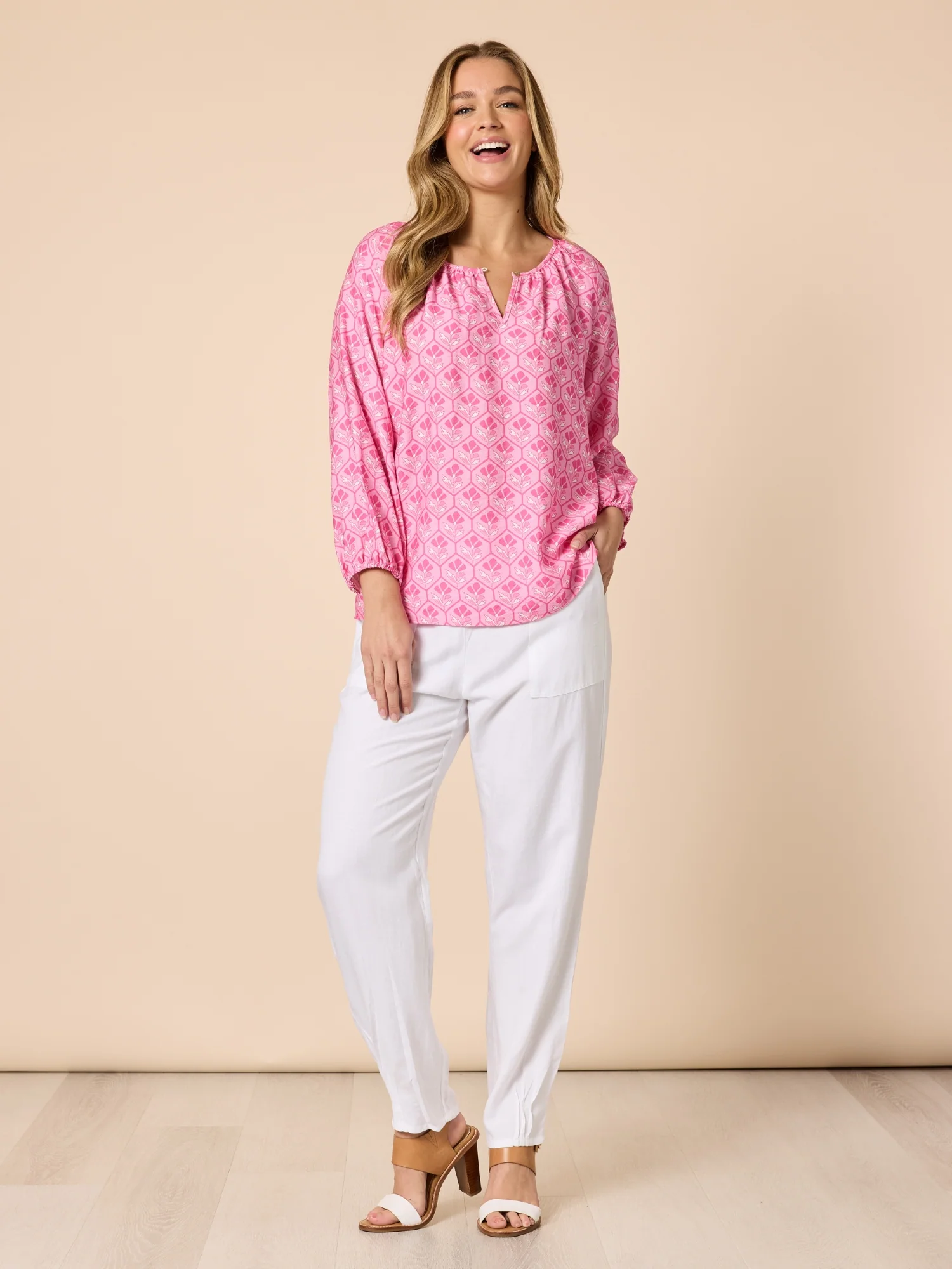 Floral Art Print Top - Pink