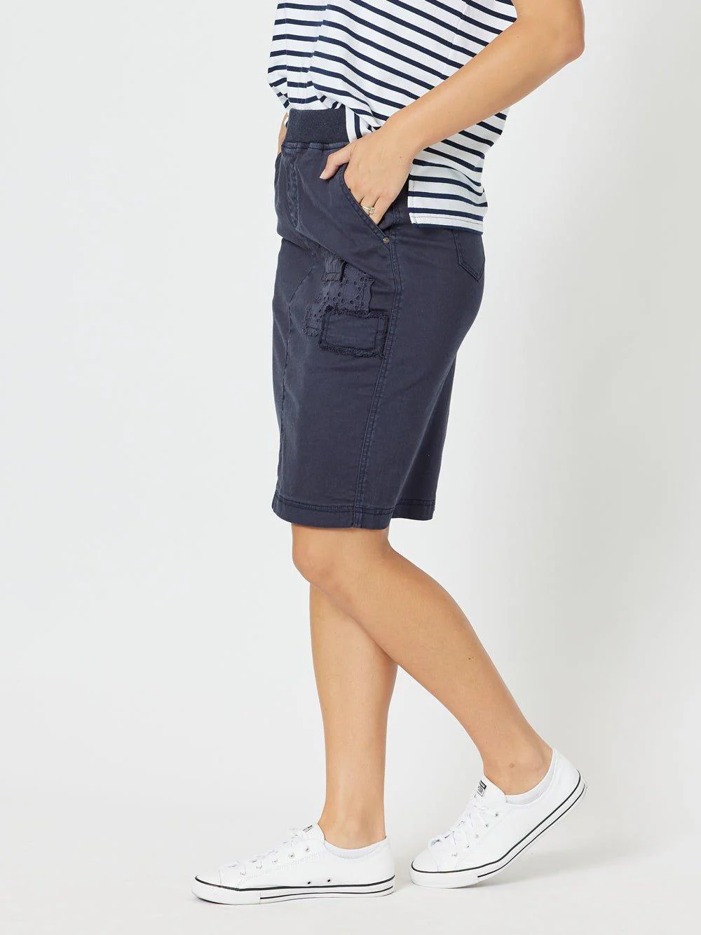 Portia Cotton Skirt - Navy