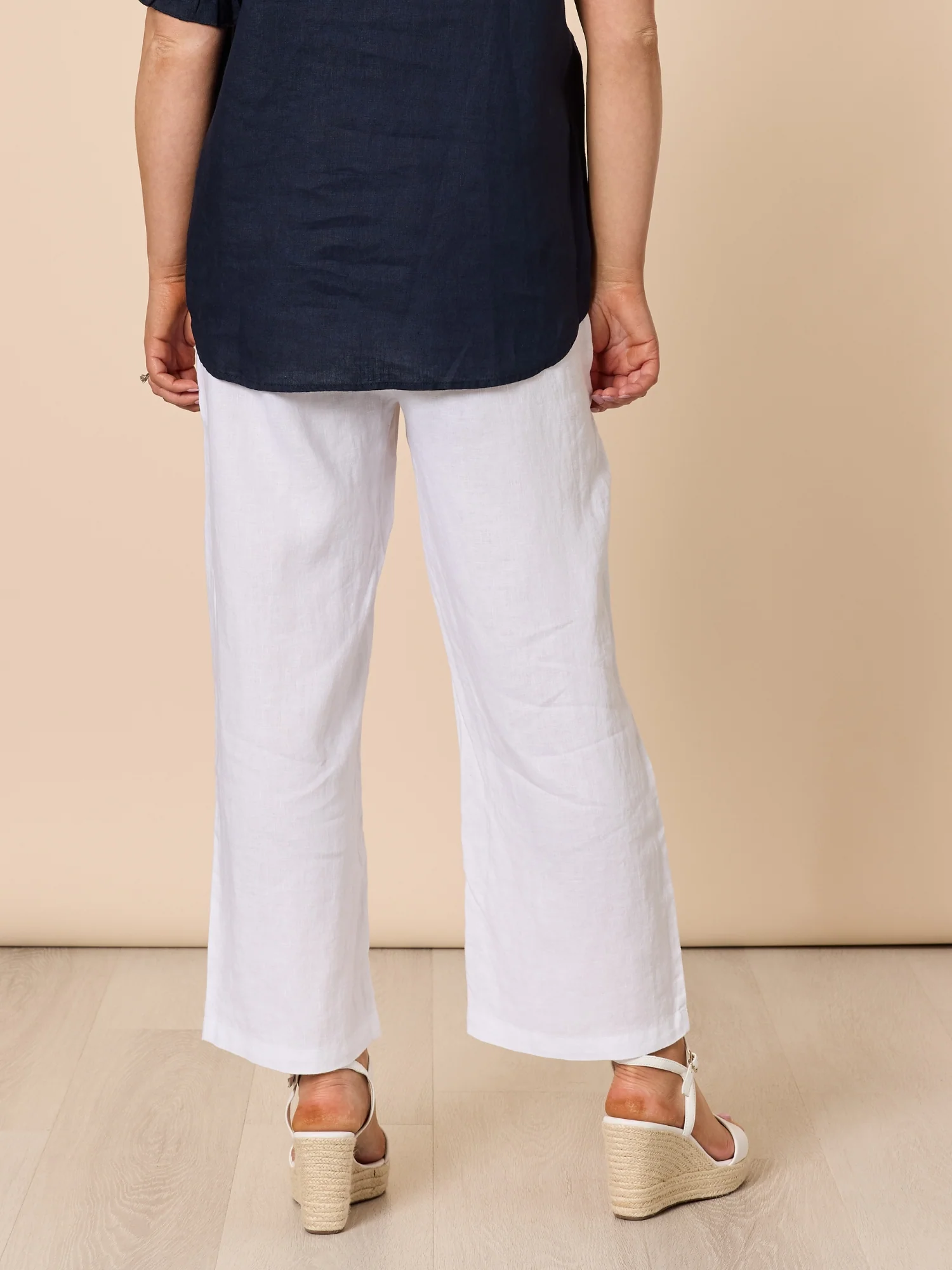 Lara Linen Wide Leg Pant - White