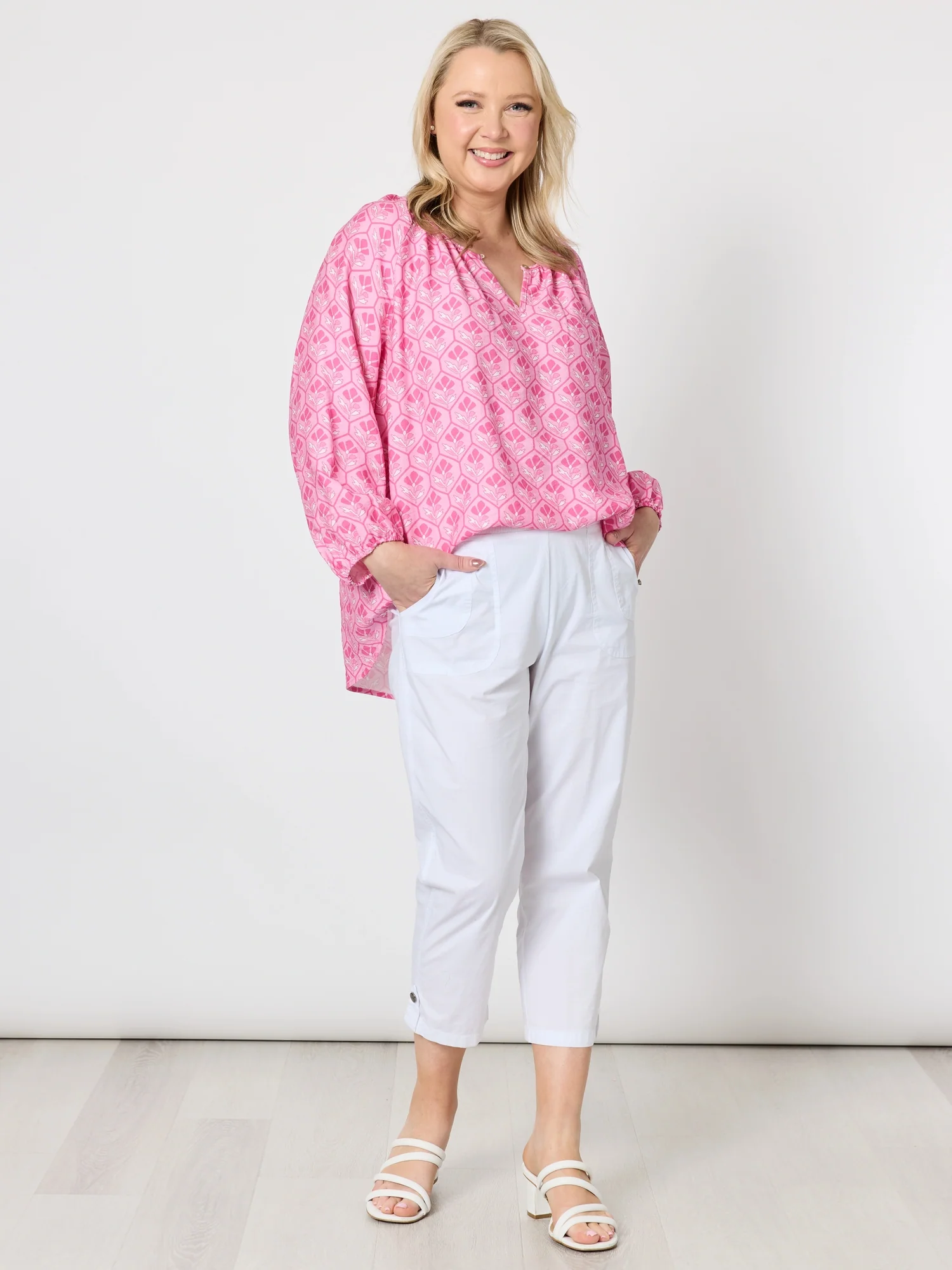 Floral Art Print Top - Pink