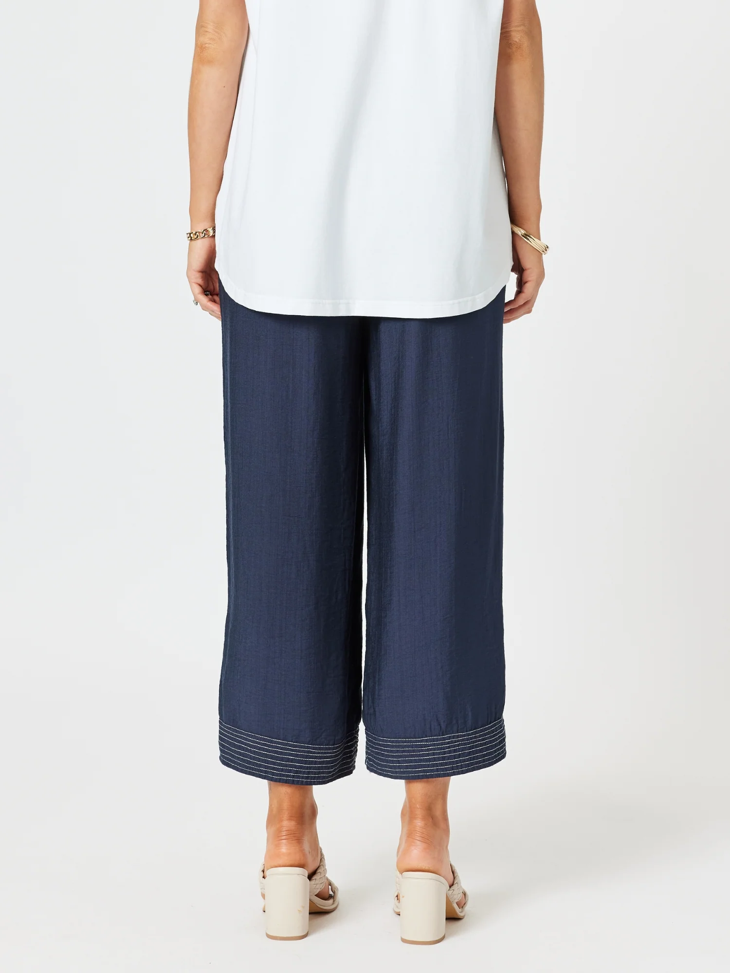 Top Stitch Detail Pant - Navy