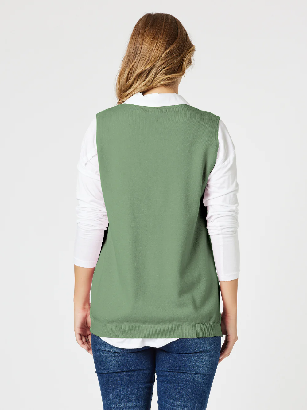 Vicky Side Split Knit Vest - Khaki