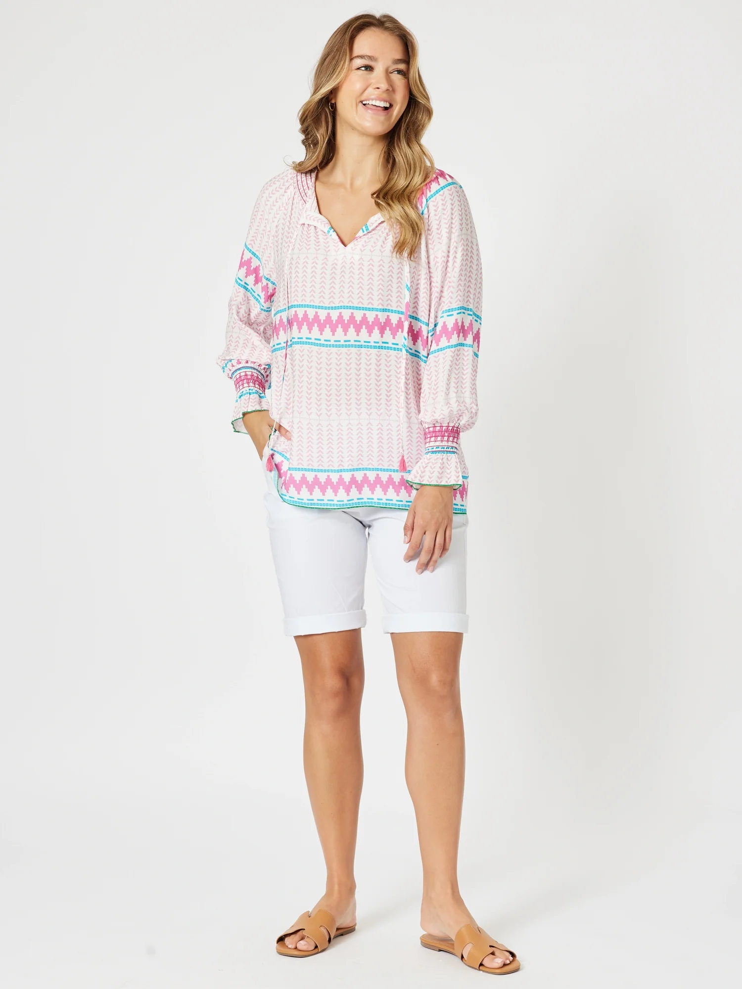 Geo Print Top - Pink/Multi