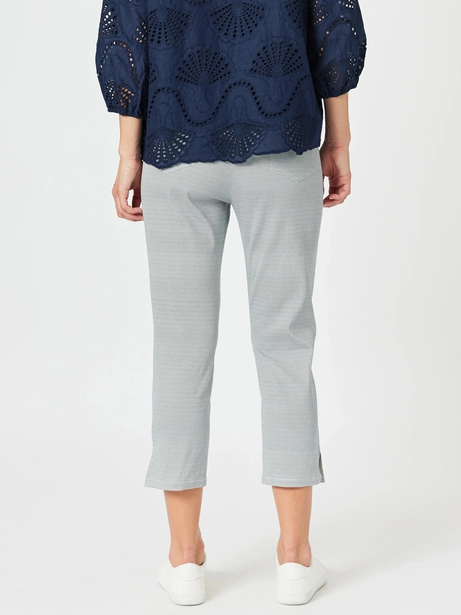 Taylor Print Slim Leg Pant - Navy/White