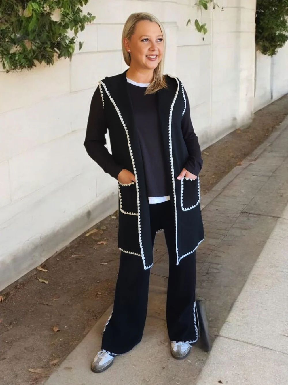 Cosy Split Hem Pant - Black