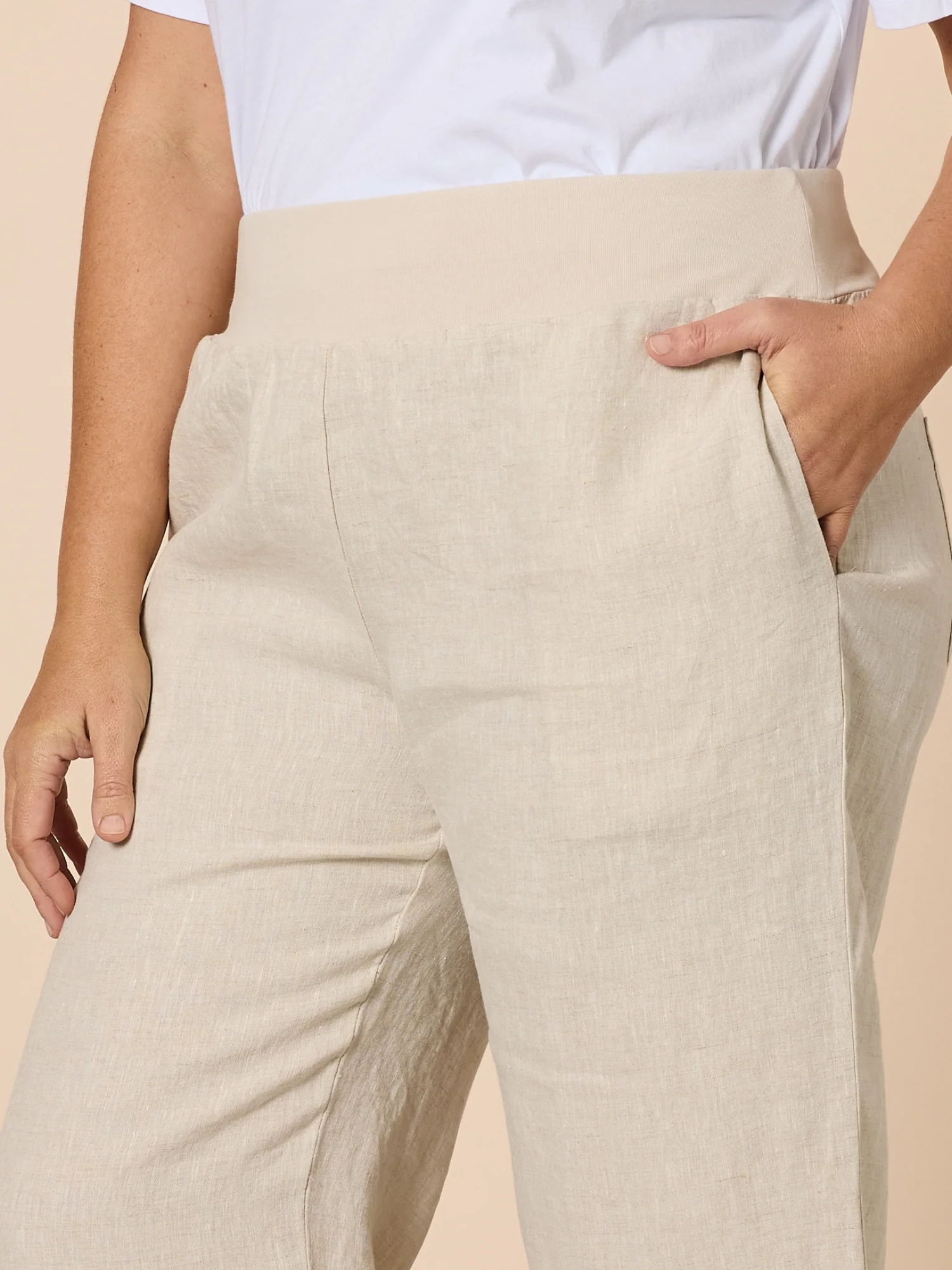 Lara Linen Wide Leg Pant - Natural