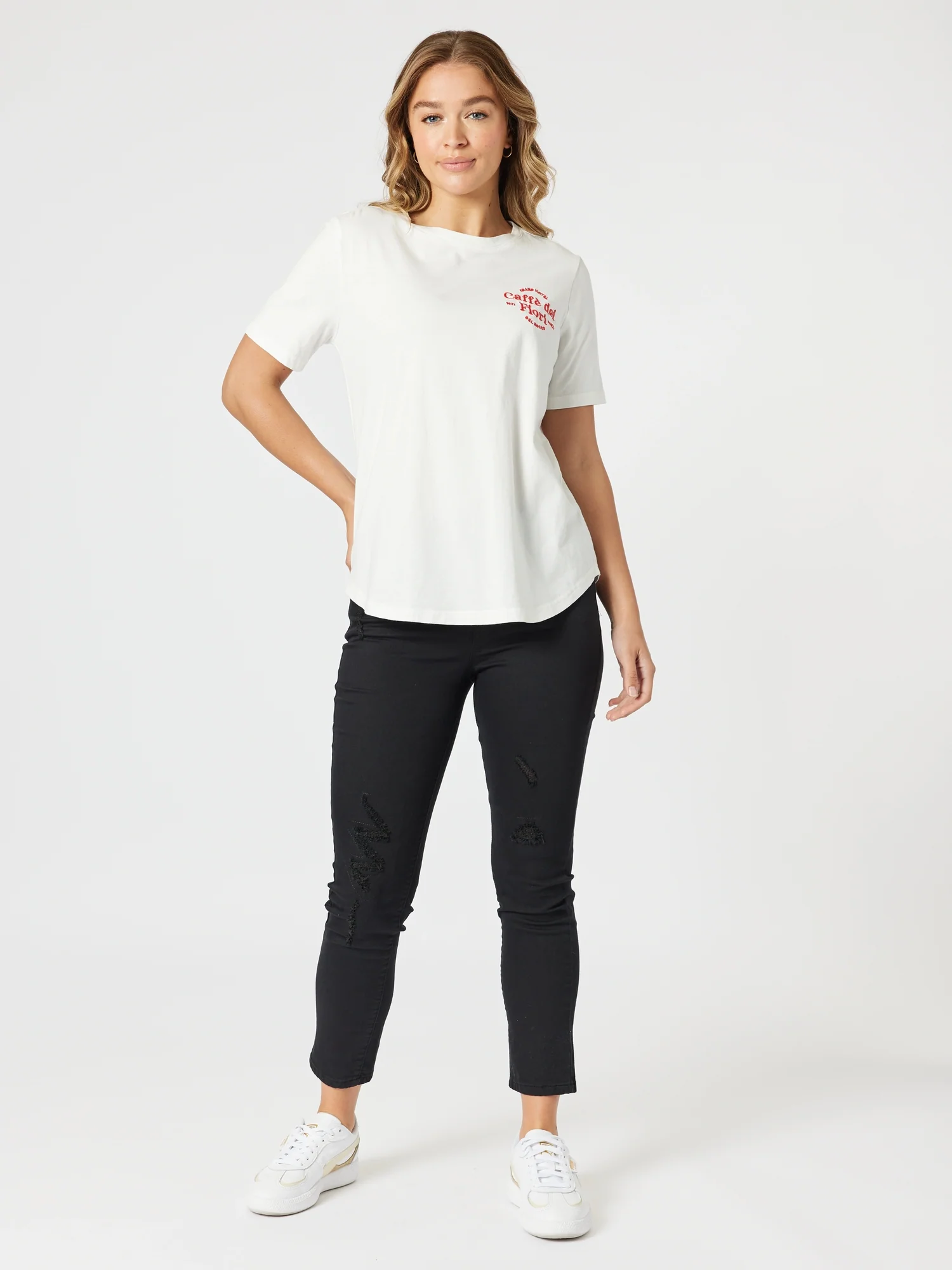 LA Distressed Pull On Stretch Denim Jean - Black