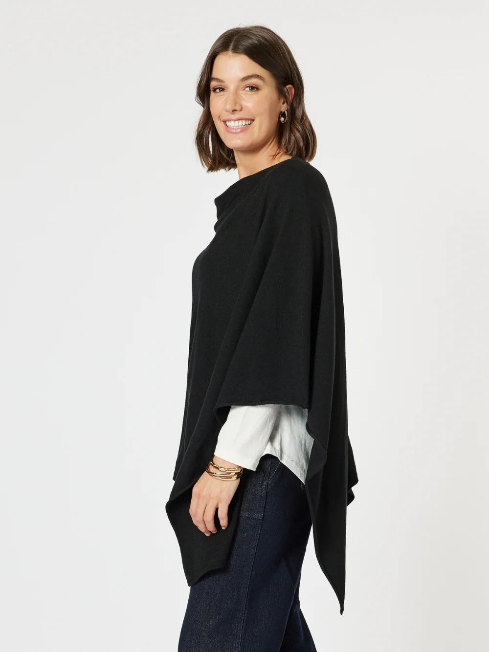 Macy Knit Poncho - Black