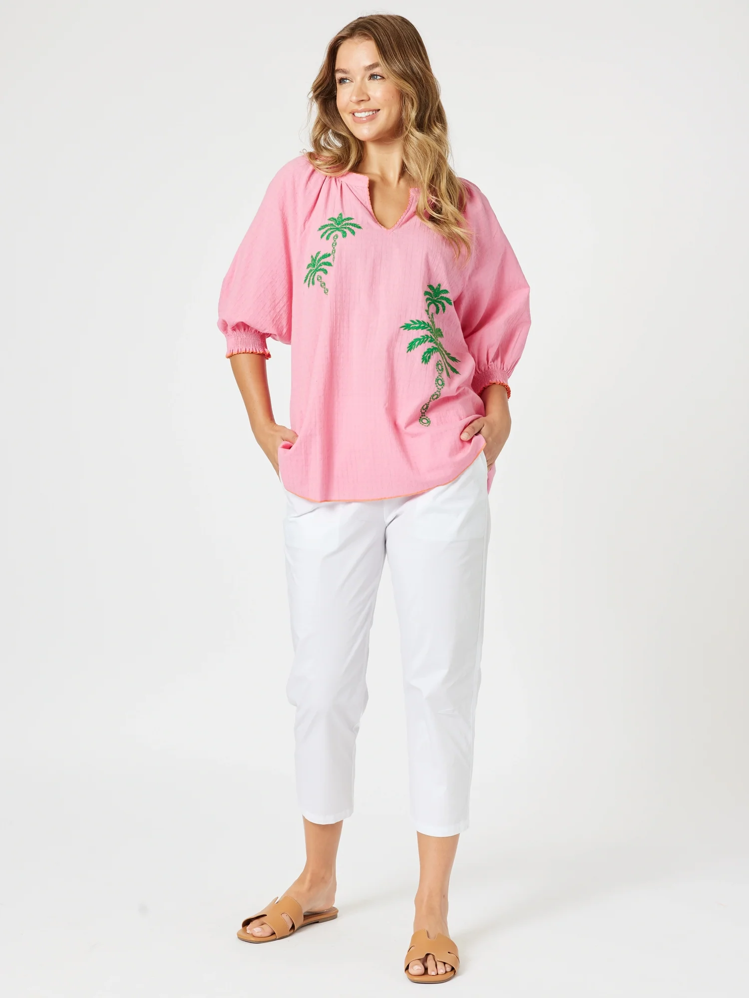 Santorini Cotton Capri Pant -  White