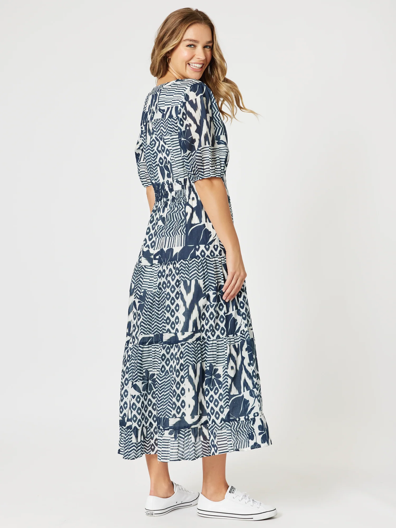 Calabasas Print Dress - Navy/White