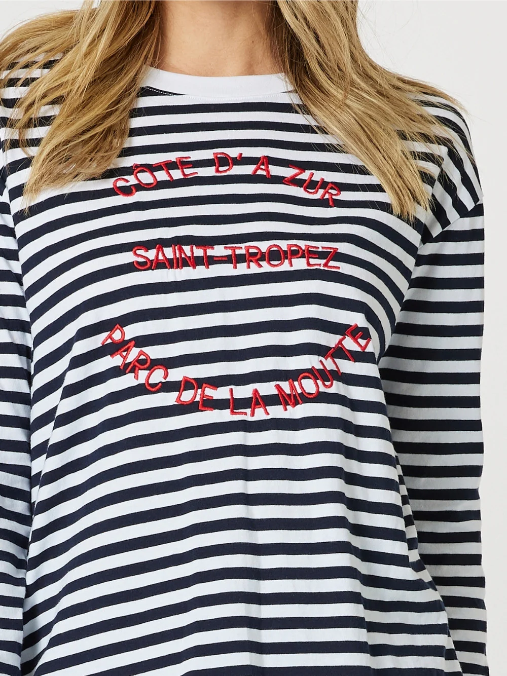 Saint Tropez Stripe Print Long Sleeve Tee - Navy/White