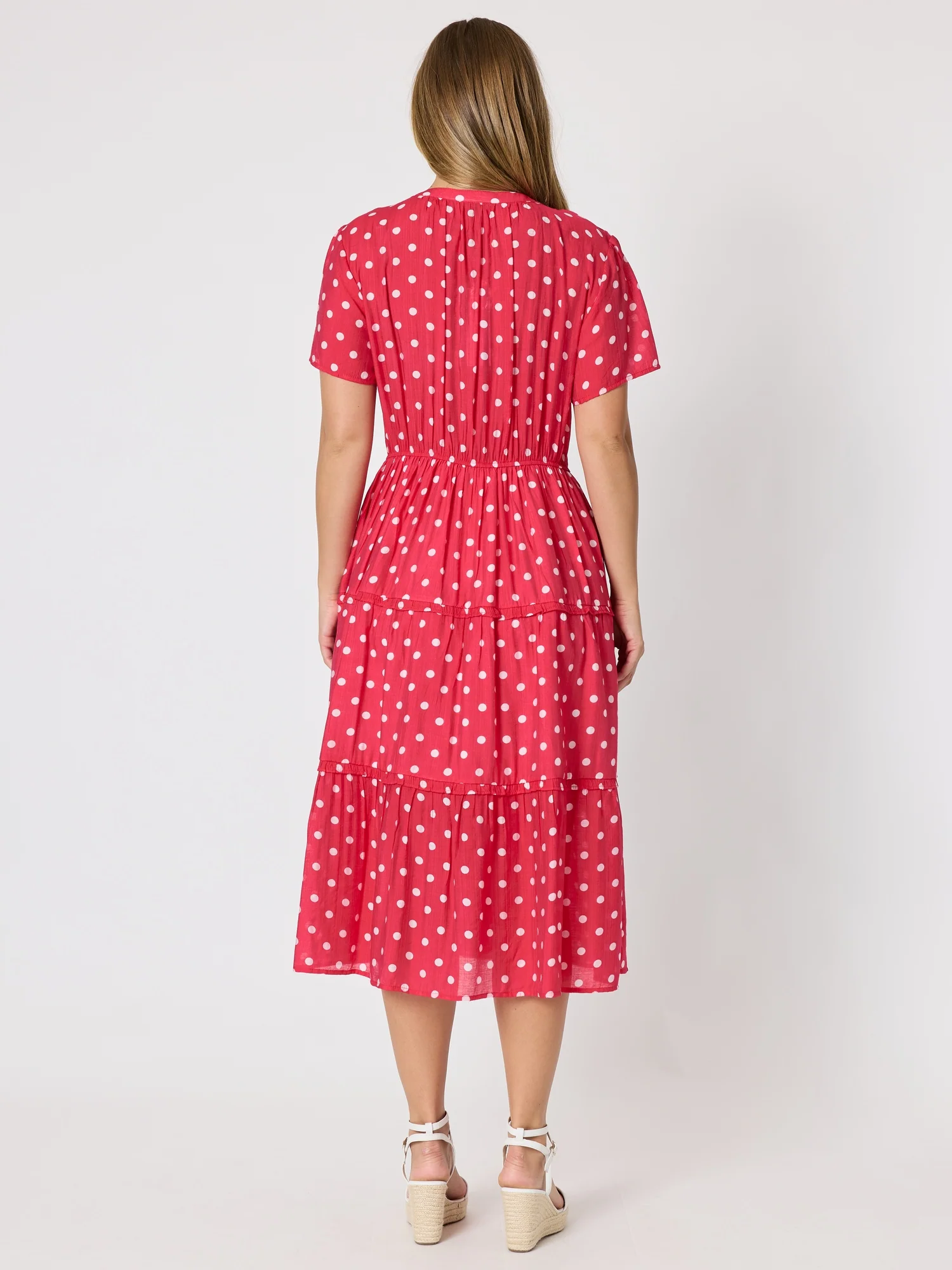 French Rose Spot Print Dress - Red/White