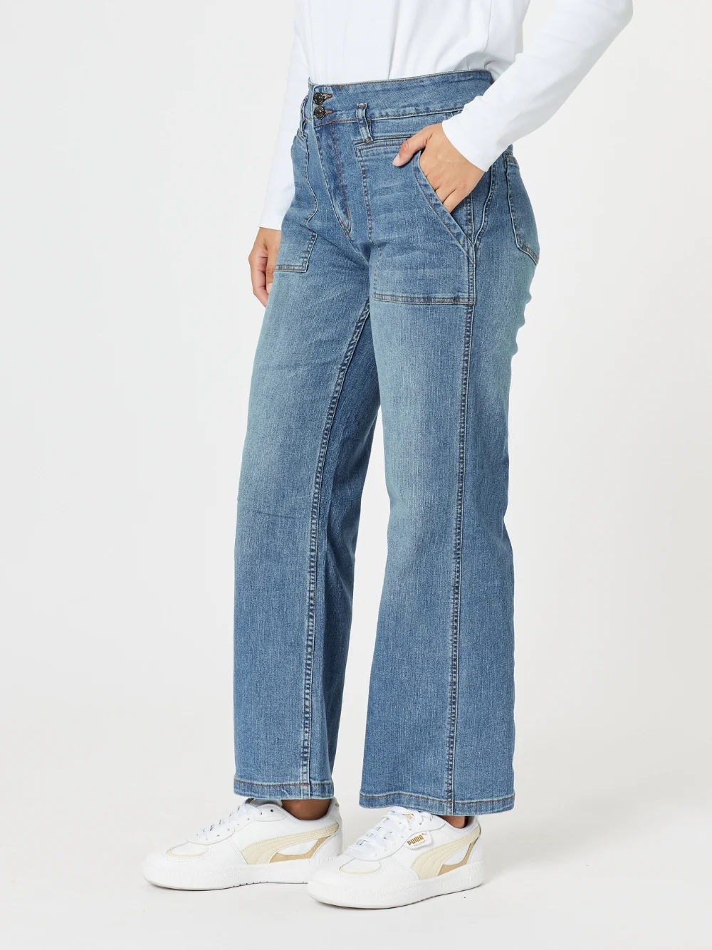Hudson High Rise Wide Leg Jean - Denim